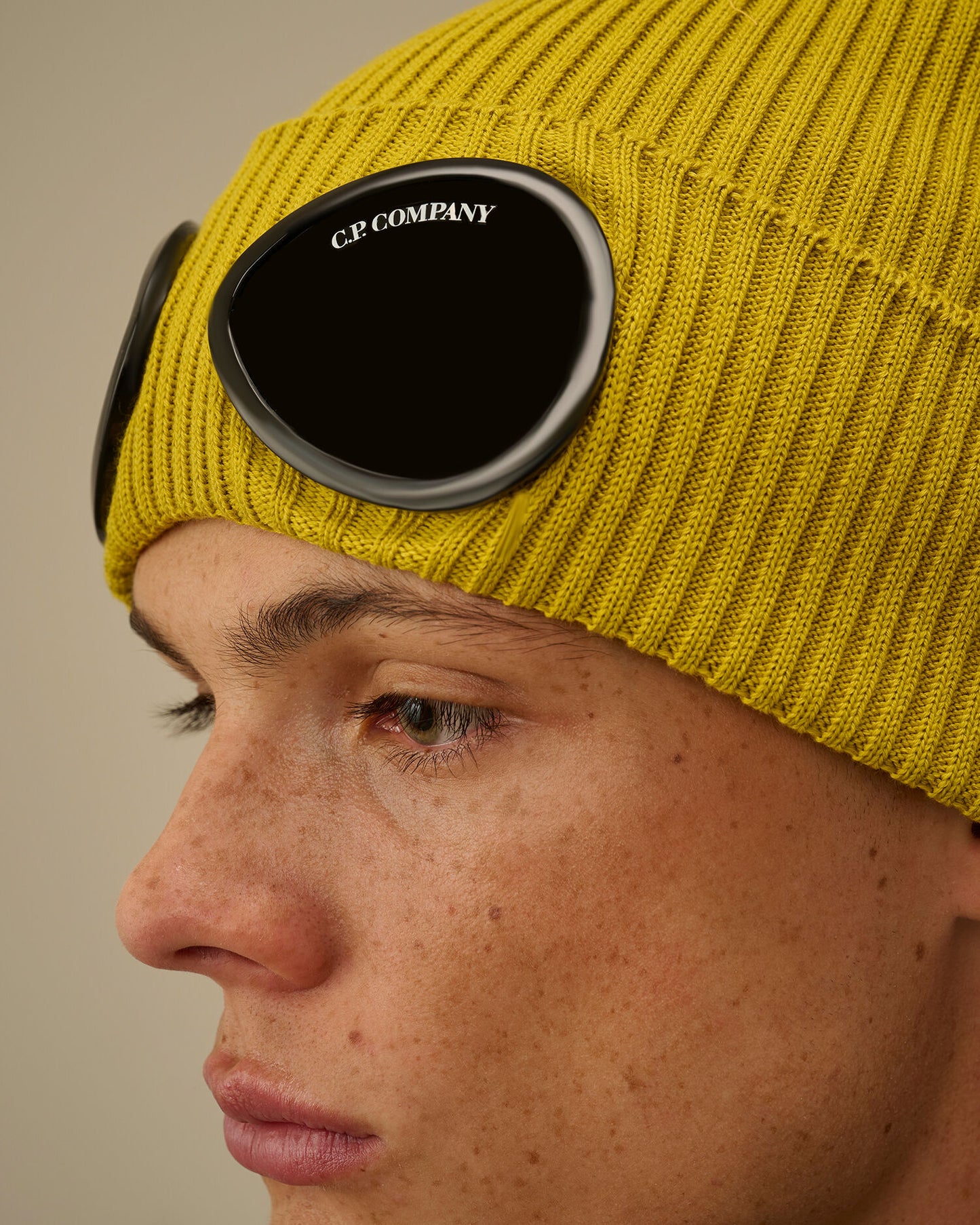 Cotton Goggle Beanie, ANTIQUE MOSS -YELLOW