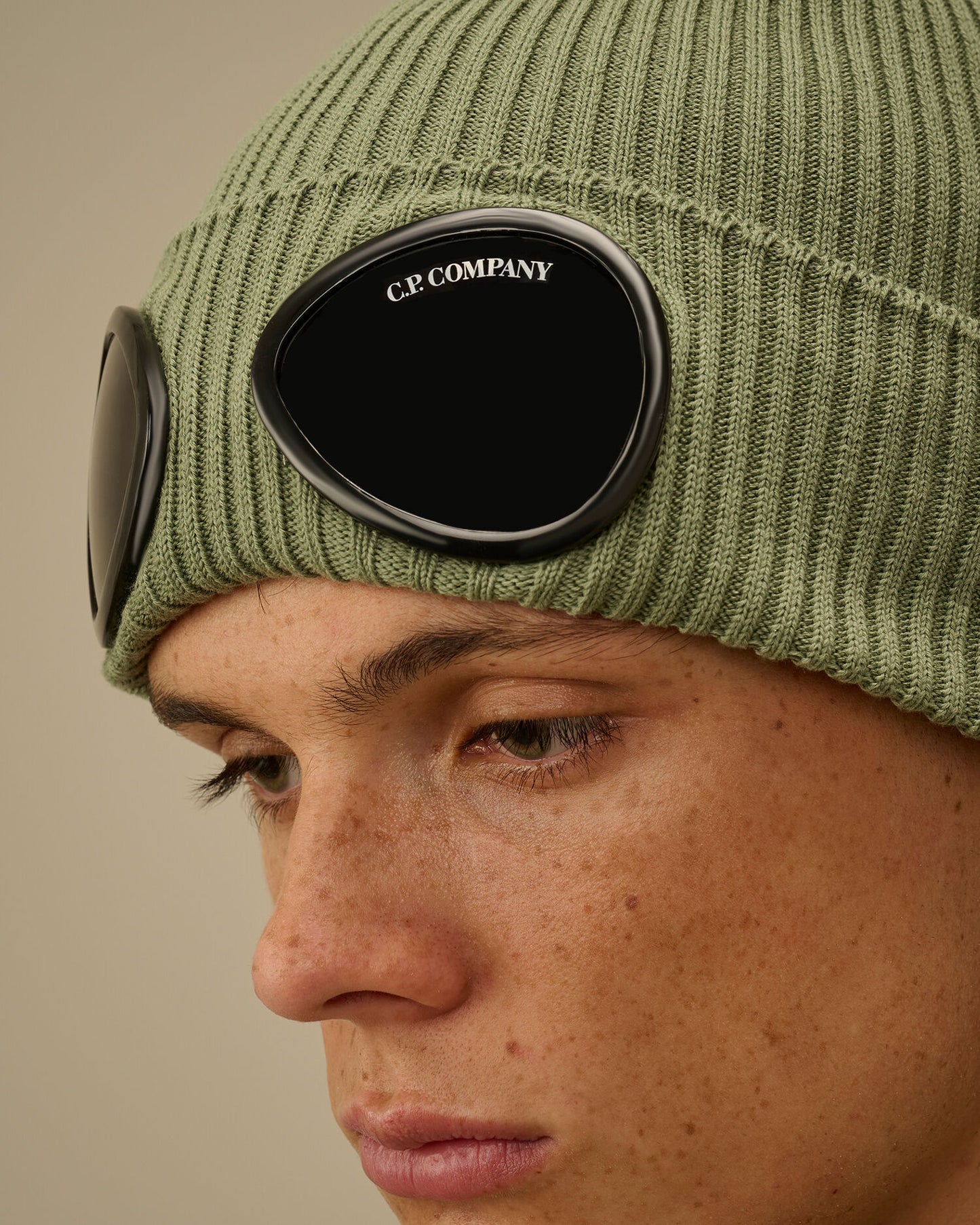 Cotton Goggle Beanie, BRONZE GREEN