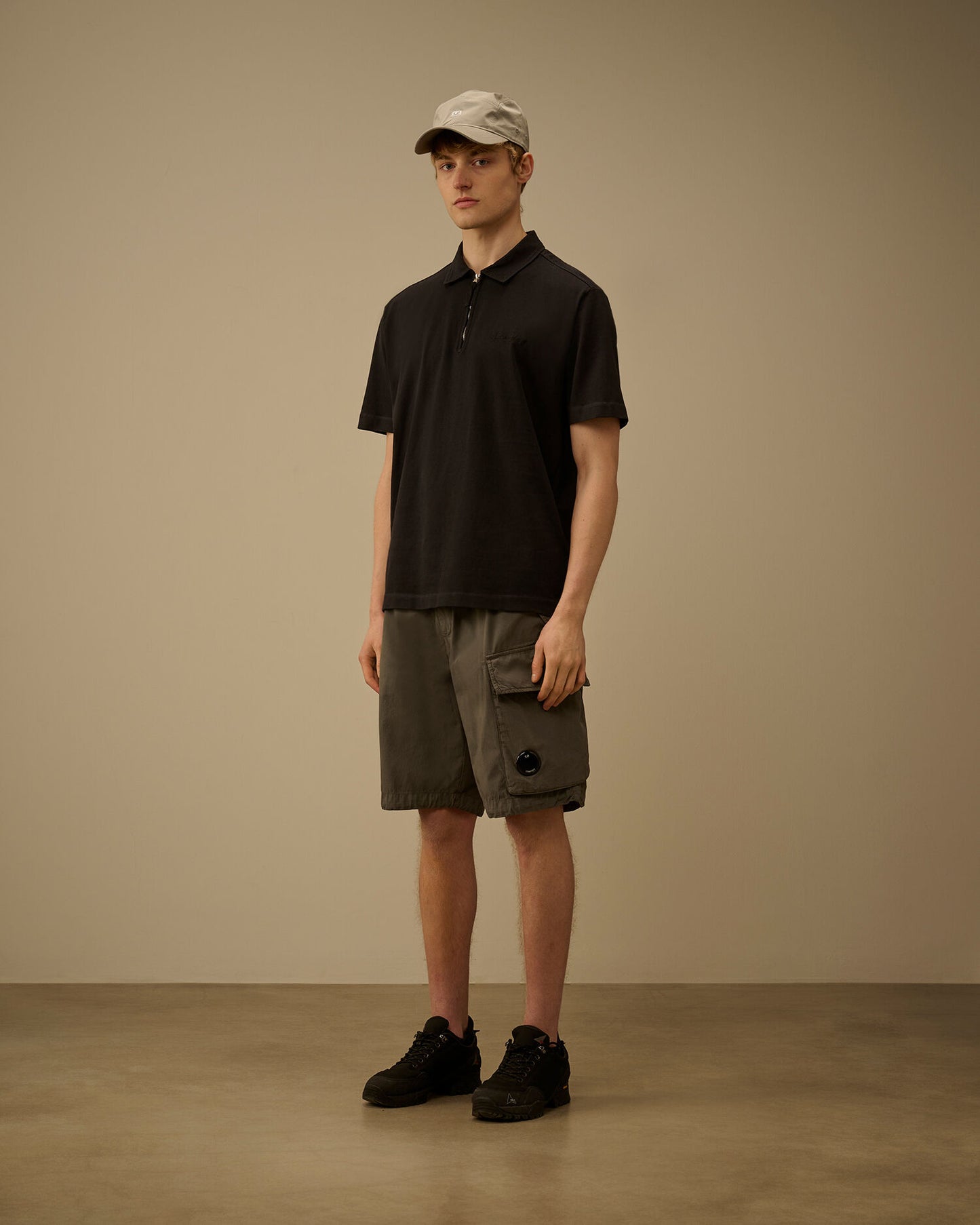 1020 Jersey Short Sleeve Half Zip Polo, BLACK