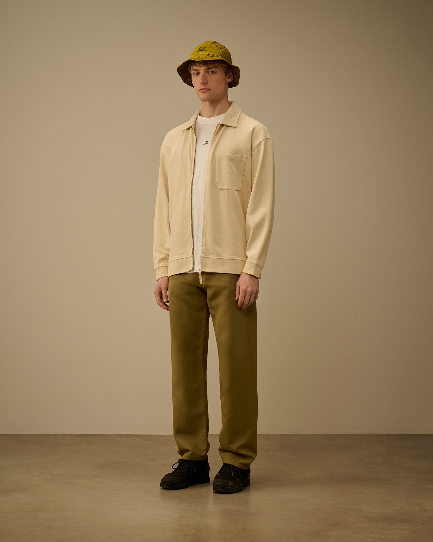 Combed Jersey 10/2 Boxy Zip Sweatshirt, FROZEN DEW - WHITE