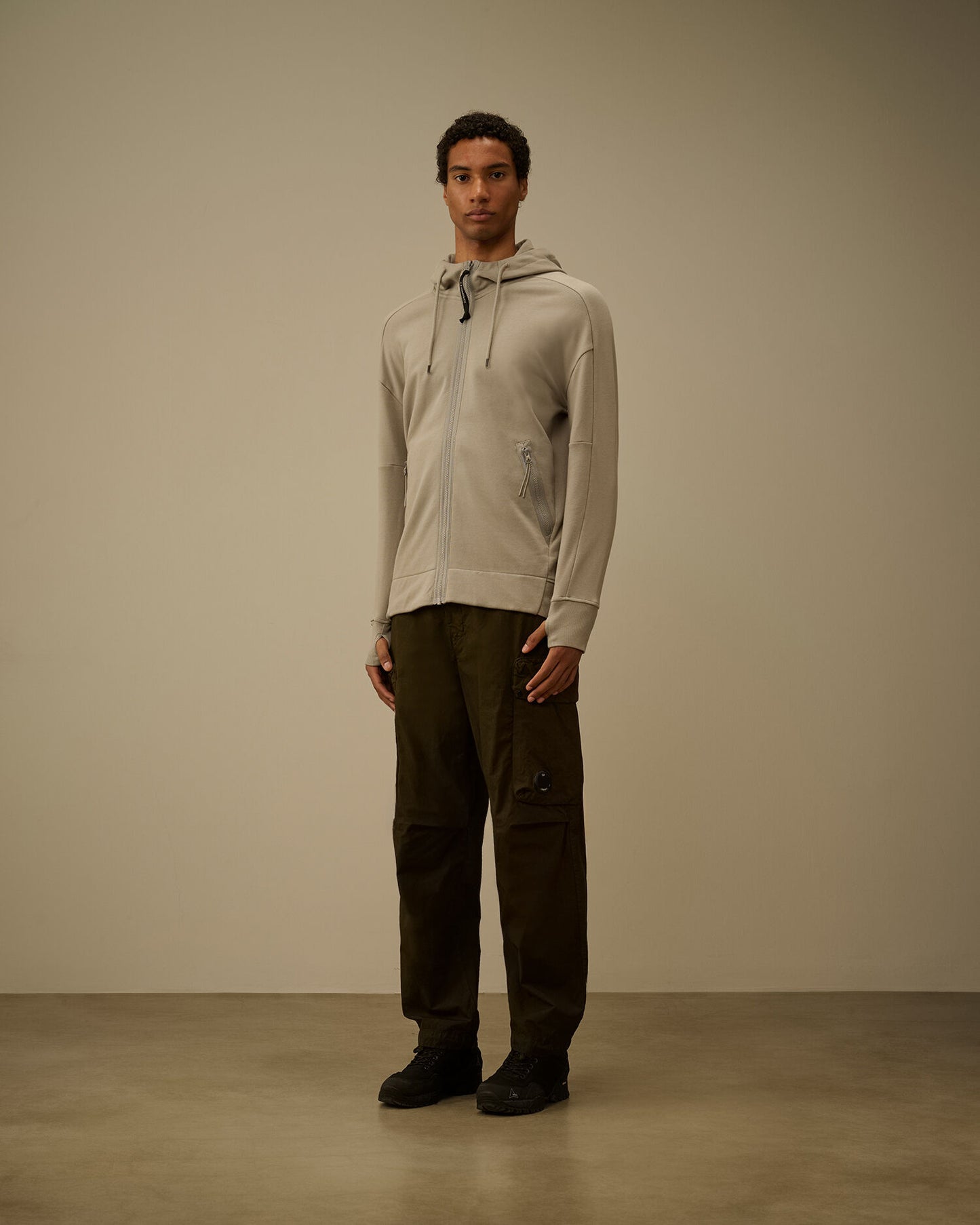 Diagonal Raised Fleece Goggle Sweatshirt, DOVE - GREY