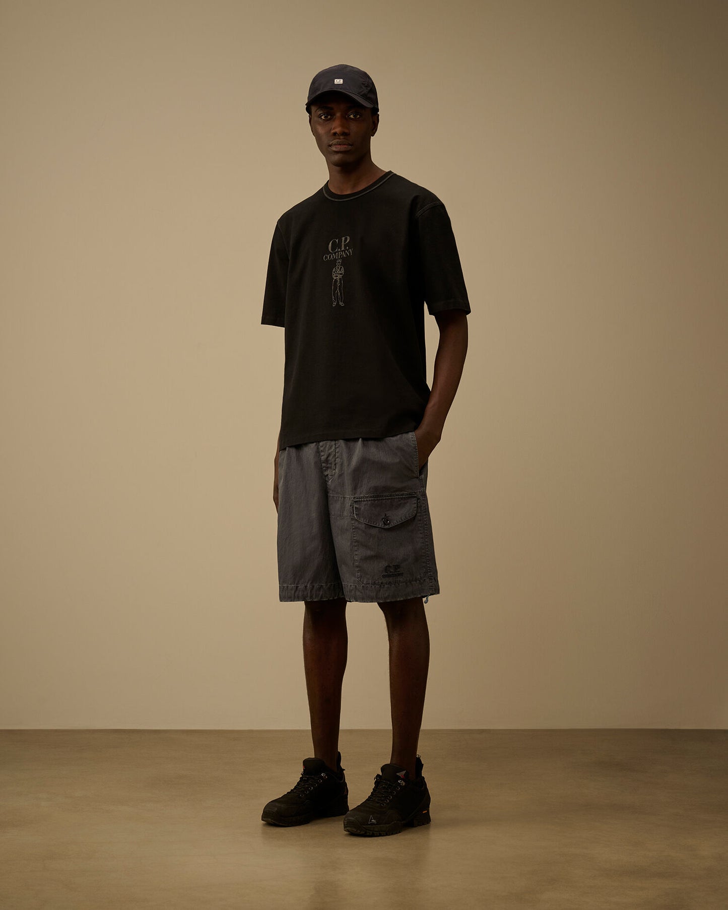 Mercerized Jersey 30/2 Twisted Short Sleeve Logo T-Shirt, BLACK