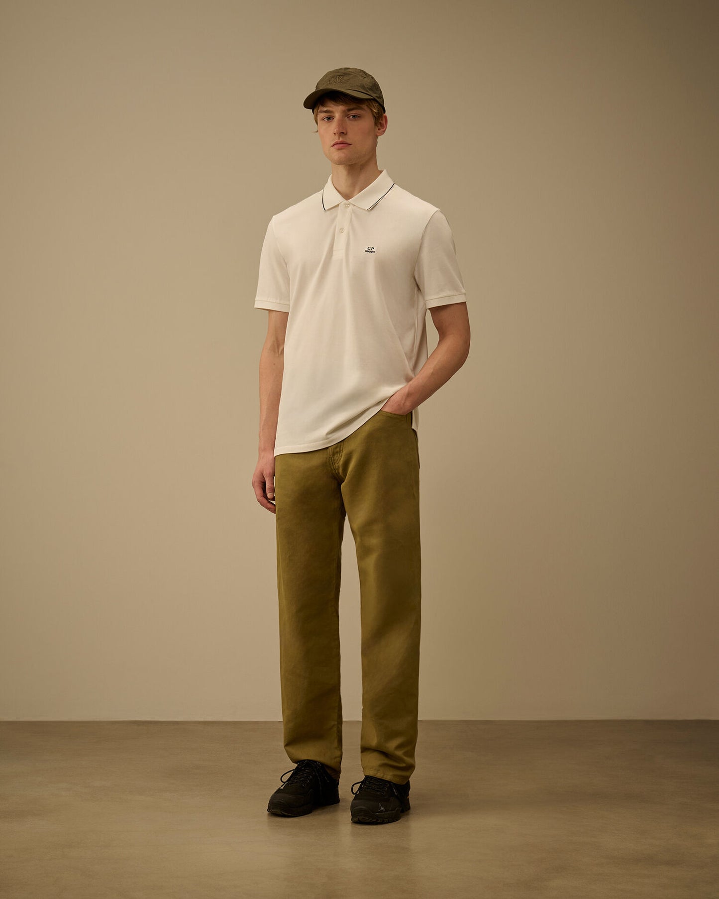 Stretch Piquet Short Sleeve Logo Polo, GAUZE WHITE