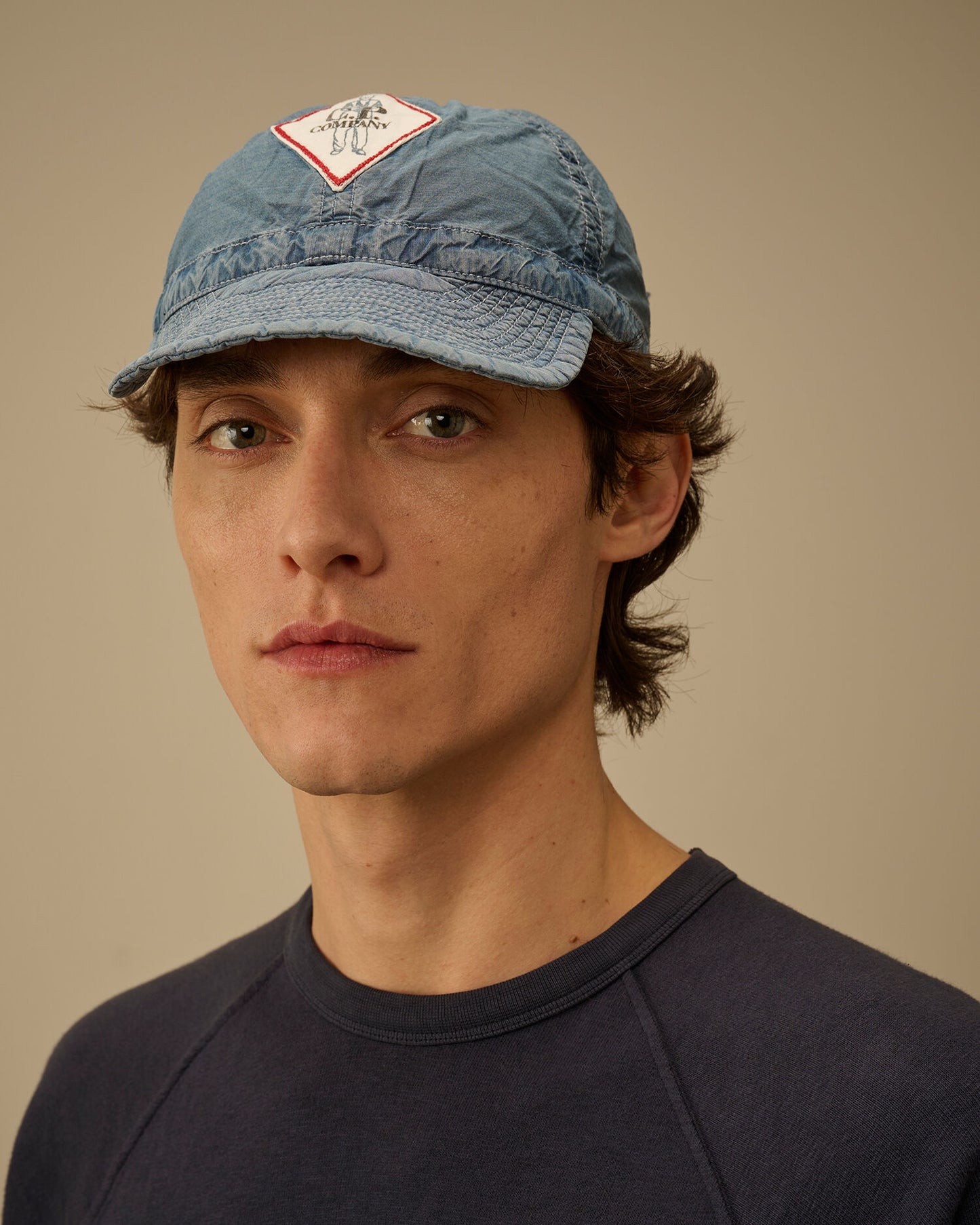 50 Fili Indigo Bleached Cap, STONE BLEACH - WHITE