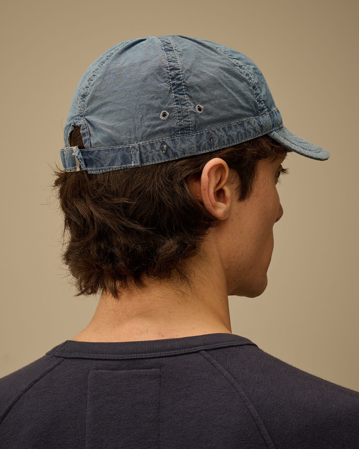 50 Fili Indigo Bleached Cap, STONE BLEACH - WHITE