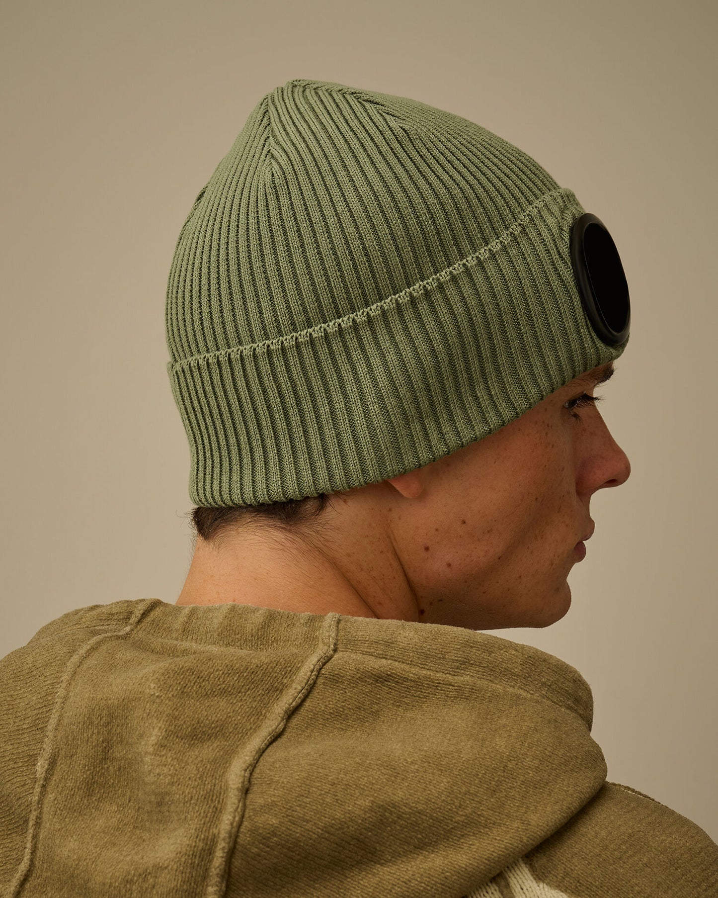 Cotton Goggle Beanie, BRONZE GREEN
