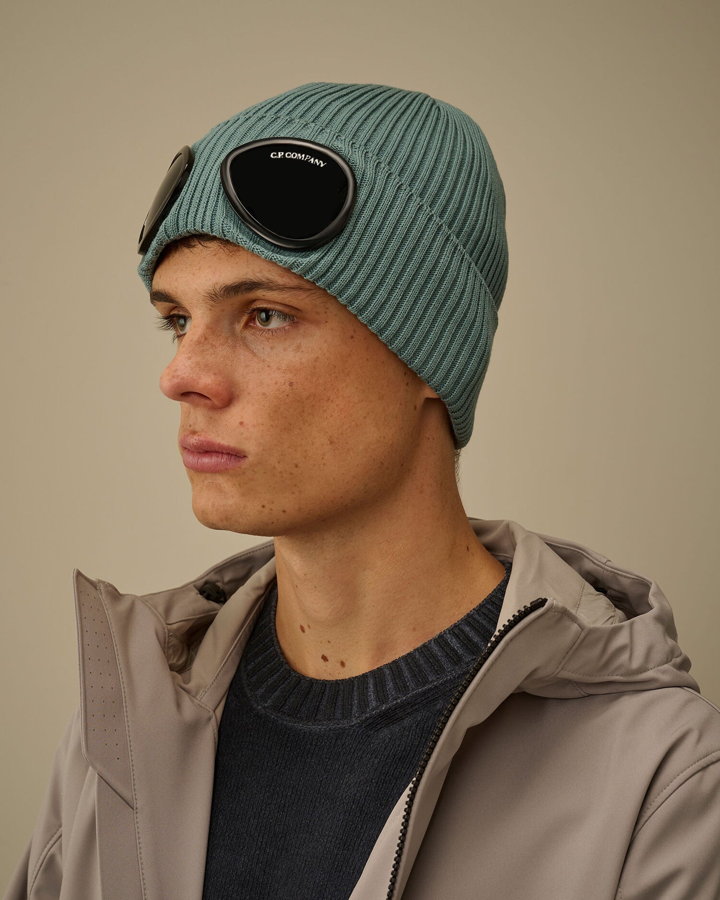 Cotton Goggle Beanie, SILVER BLUE