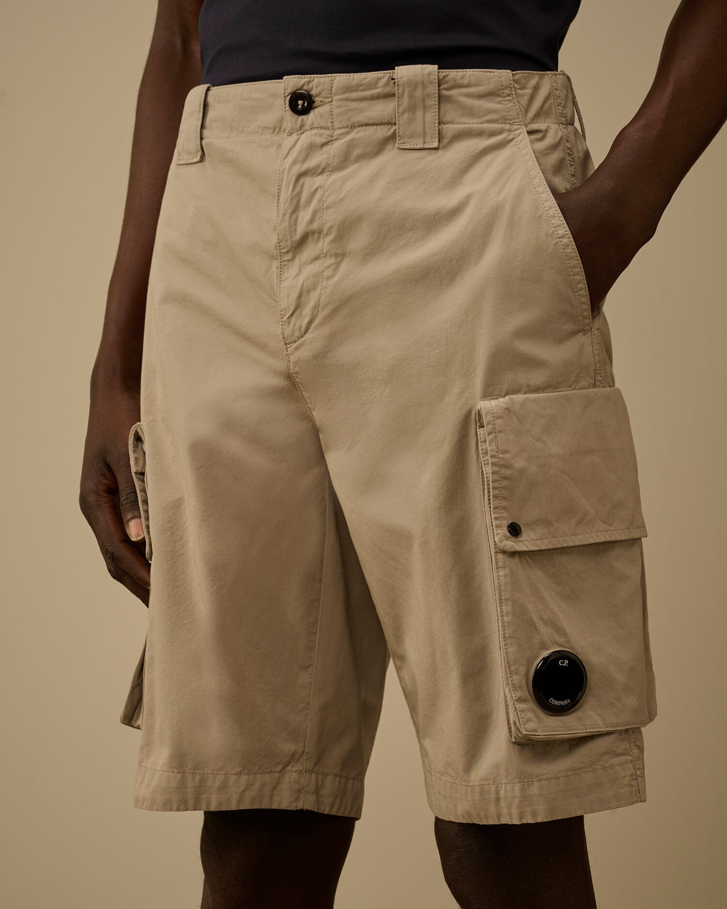 Cotton Gabardine Lens Cargo Shorts, DOVE - GREY