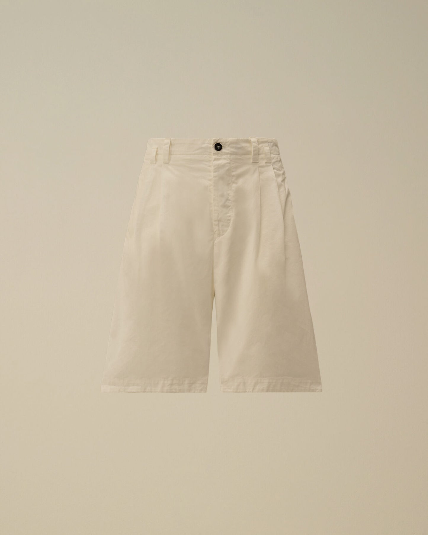 Cotton Gabardine Loose Pinces Shorts, GAUZE WHITE