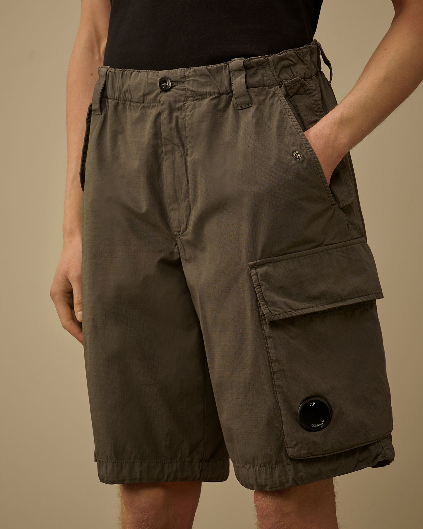 Cotton Rip-Stop Loose Lens Cargo Shorts, GUNMETAL - GREY