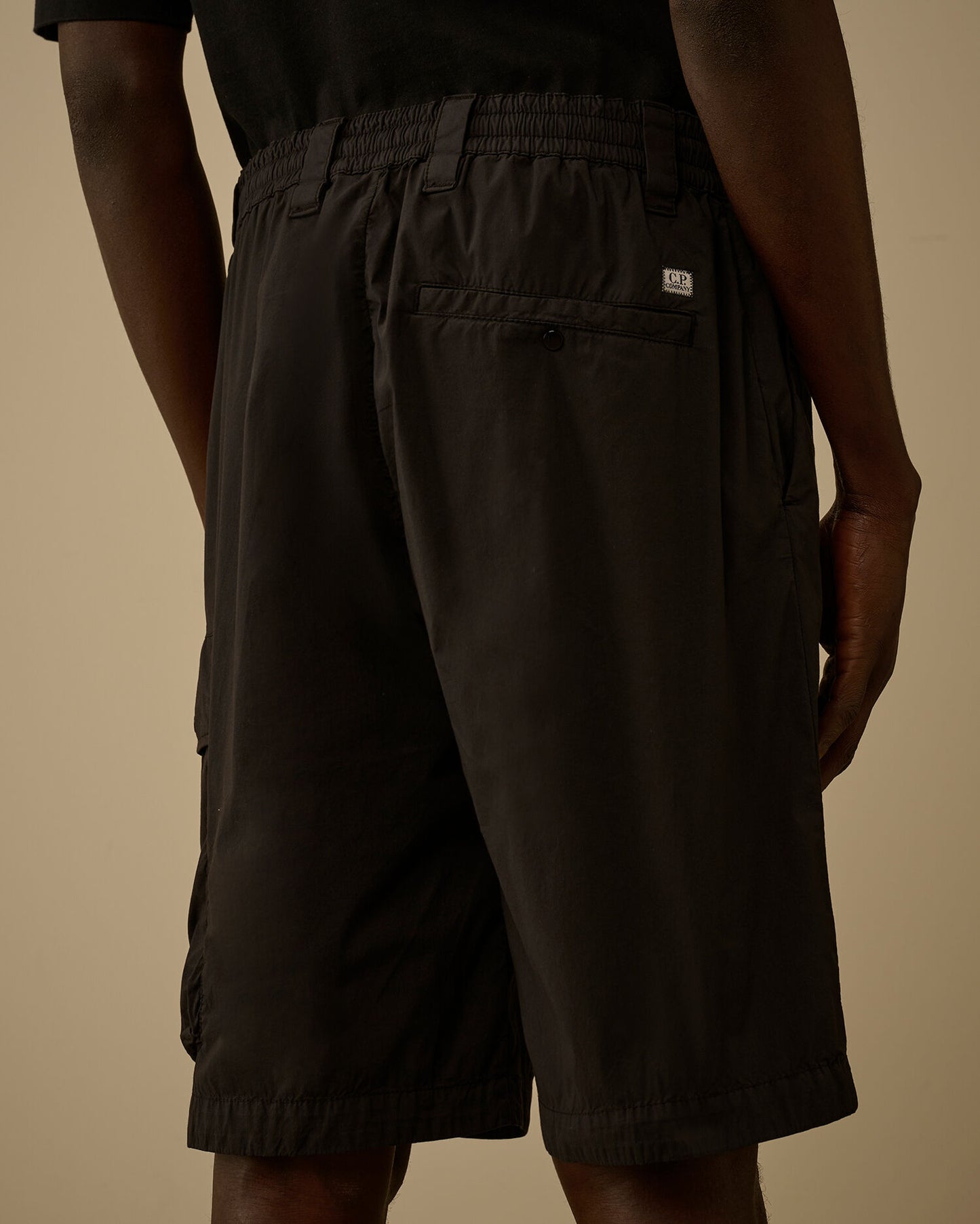 50 Fili Stretch Loose Lens Cargo Shorts, BLACK