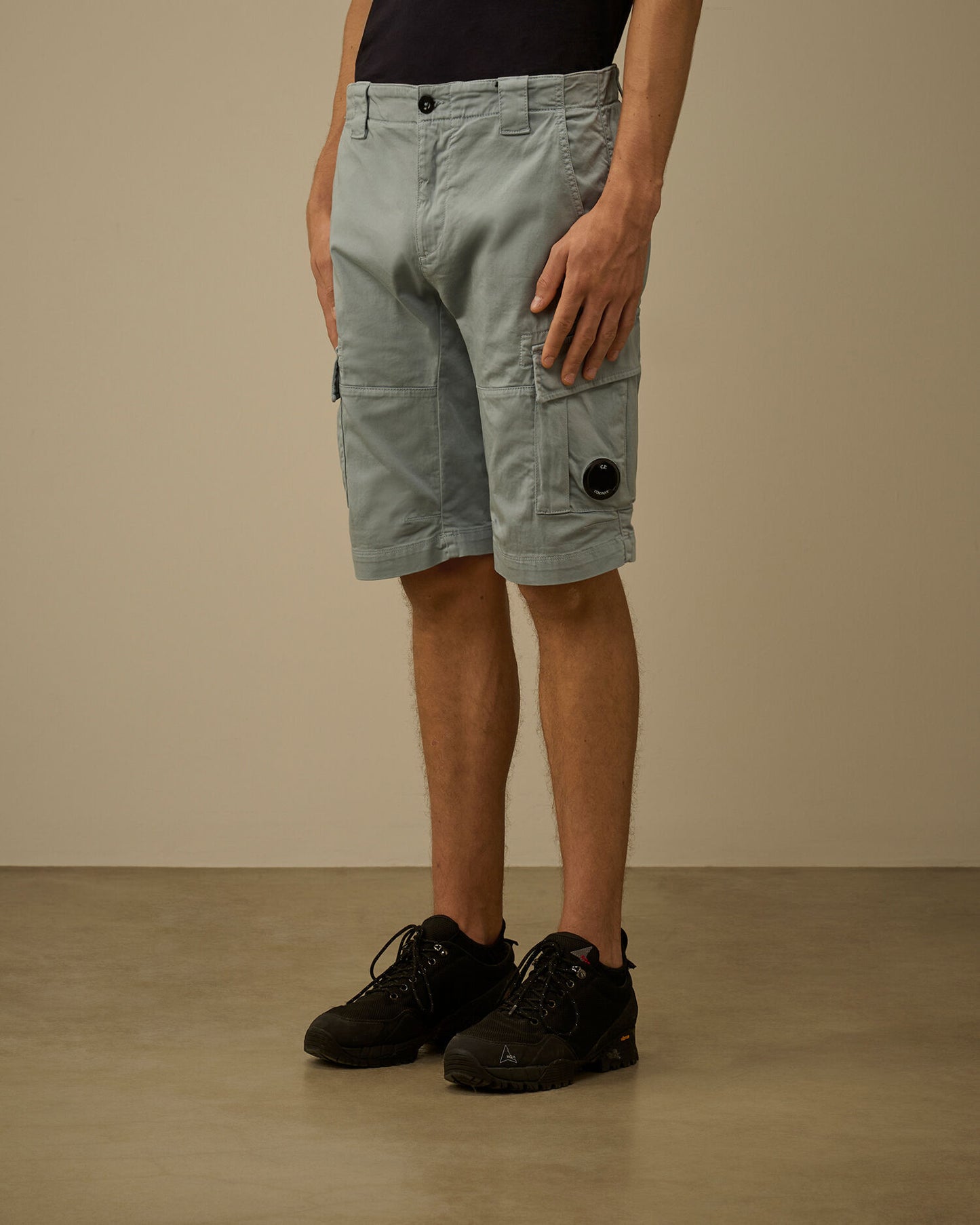Stretch Sateen Cargo Lens Shorts, SILVER BLUE