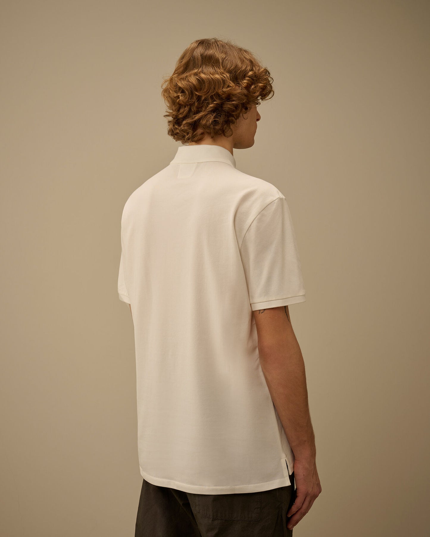 Stretch Piquet Short Sleeve Point Collar Polo, GAUZE WHITE
