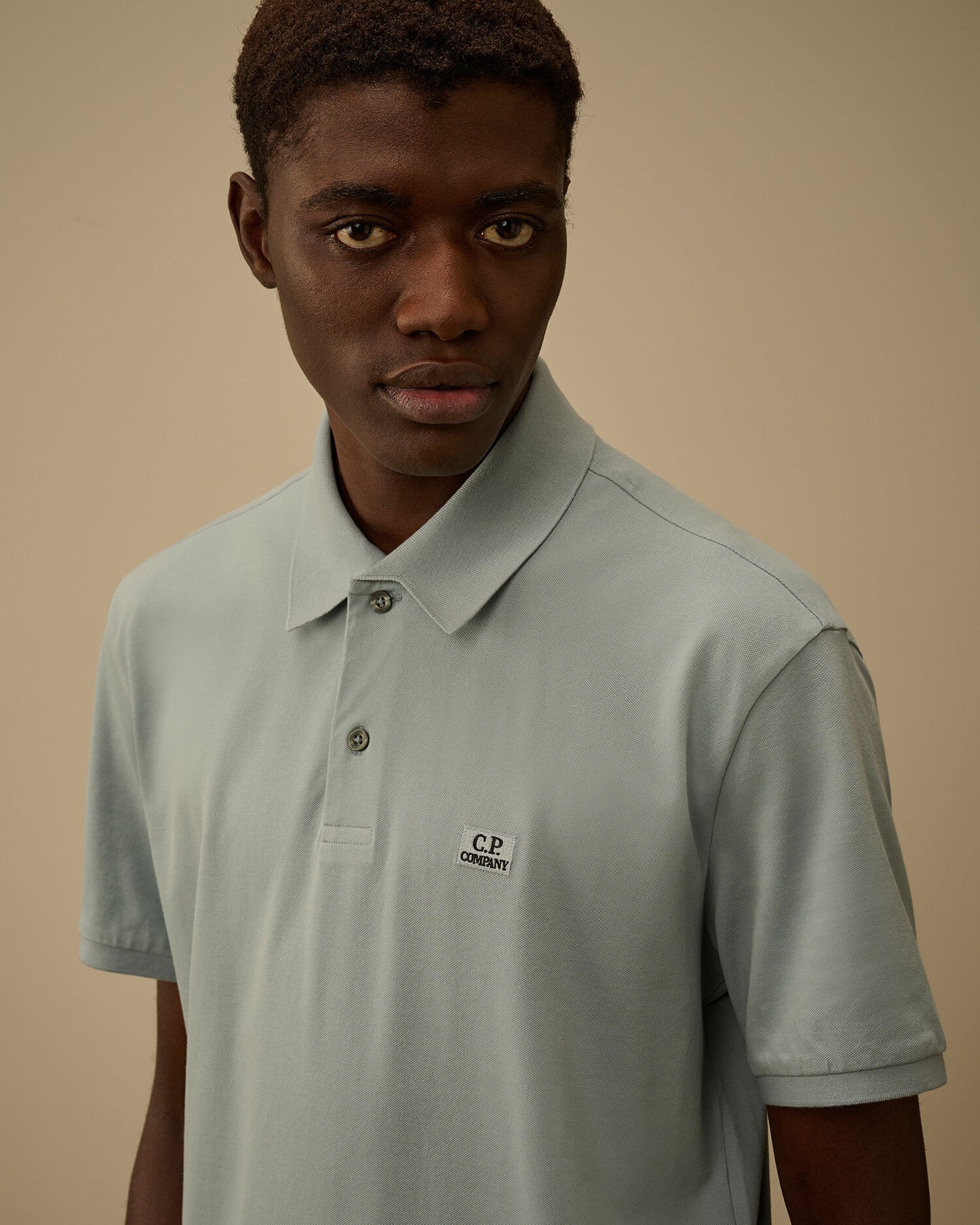 Stretch Piquet Short Sleeve Point Collar Polo, SILVER BLUE