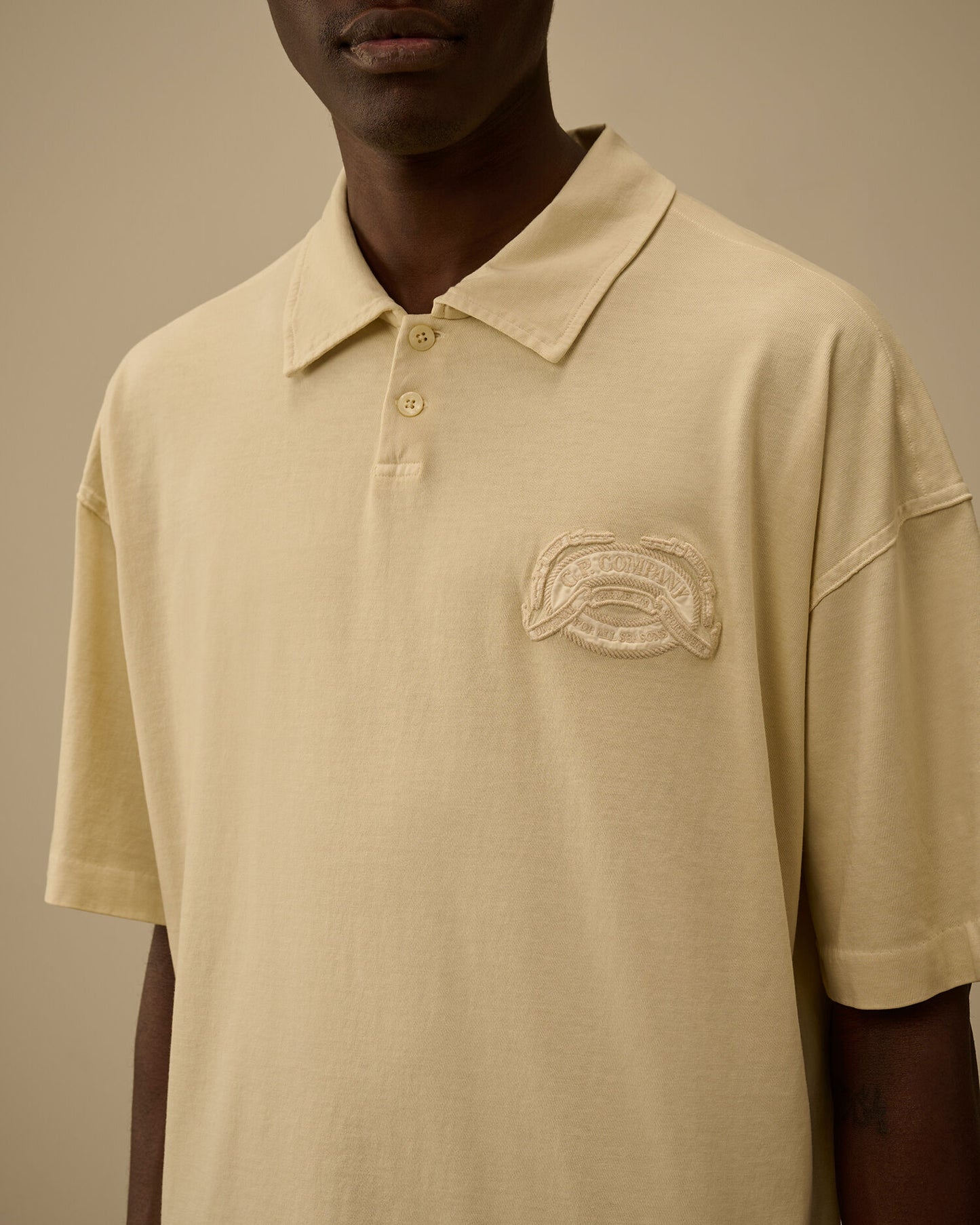 20/1 Jersey Short Sleeve Boxy Logo Polo, FROZEN DEW - WHITE