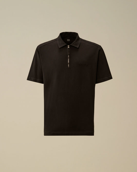 1020 Jersey Short Sleeve Half Zip Polo, BLACK
