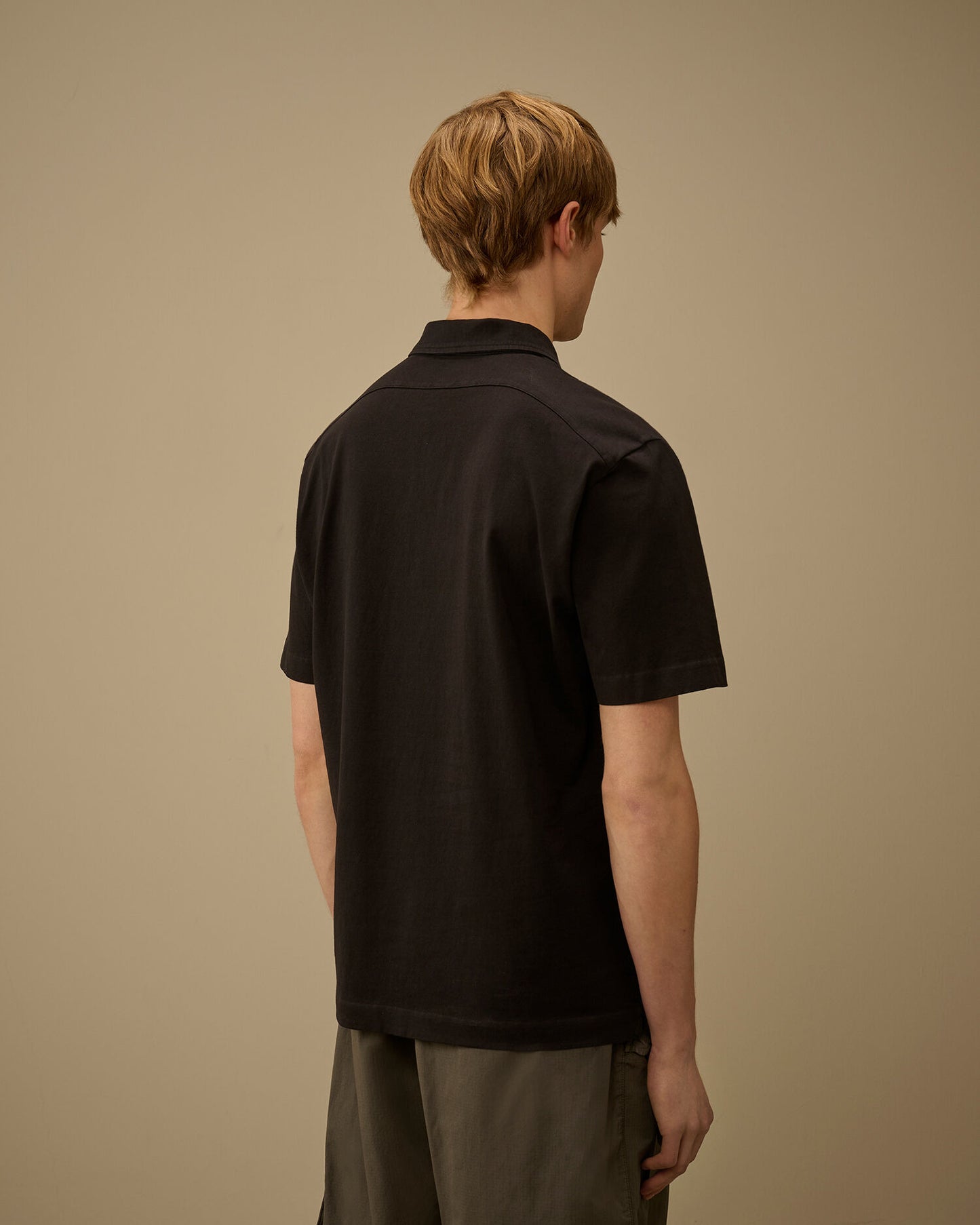 1020 Jersey Short Sleeve Half Zip Polo, BLACK