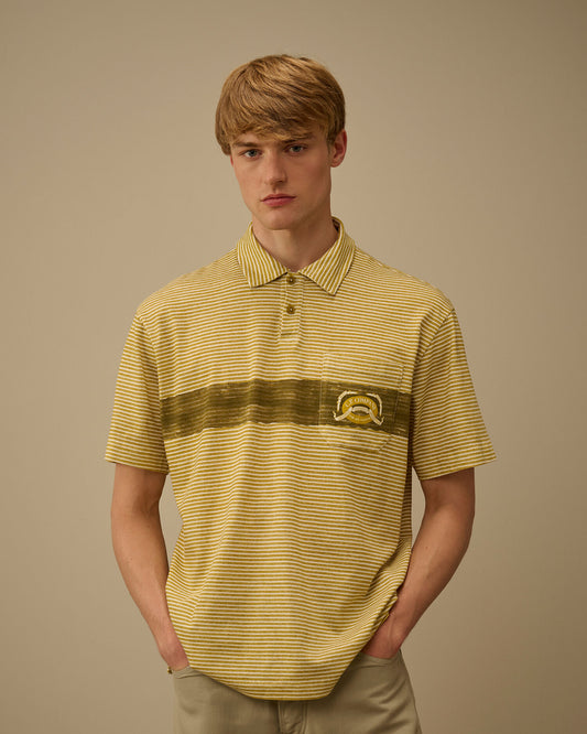 Printed Jersey 20/1 Short Sleeve Logo Polo, ANTIQUE MOSS -YELLOW