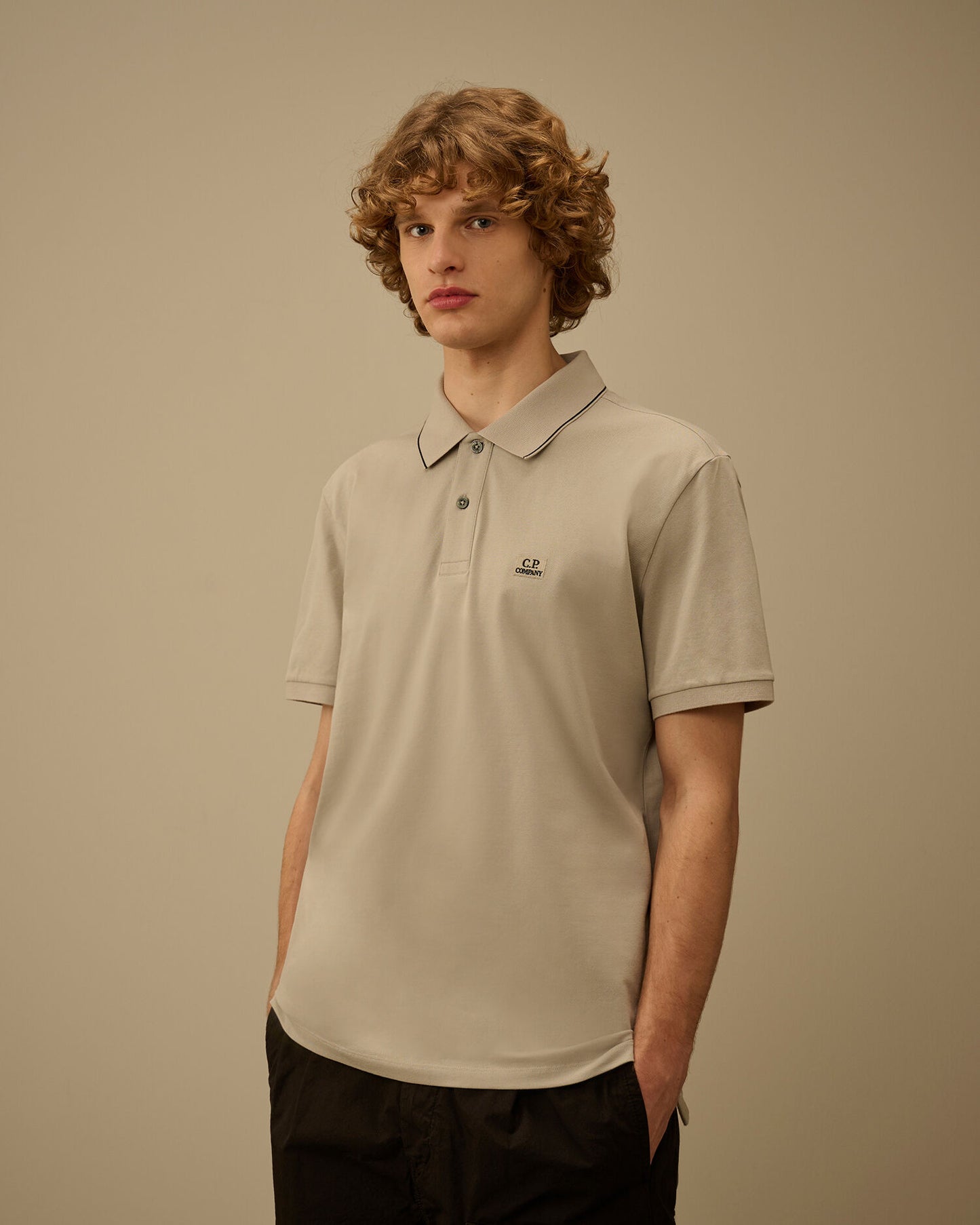Stretch Piquet Short Sleeve Logo Polo, DOVE - GREY