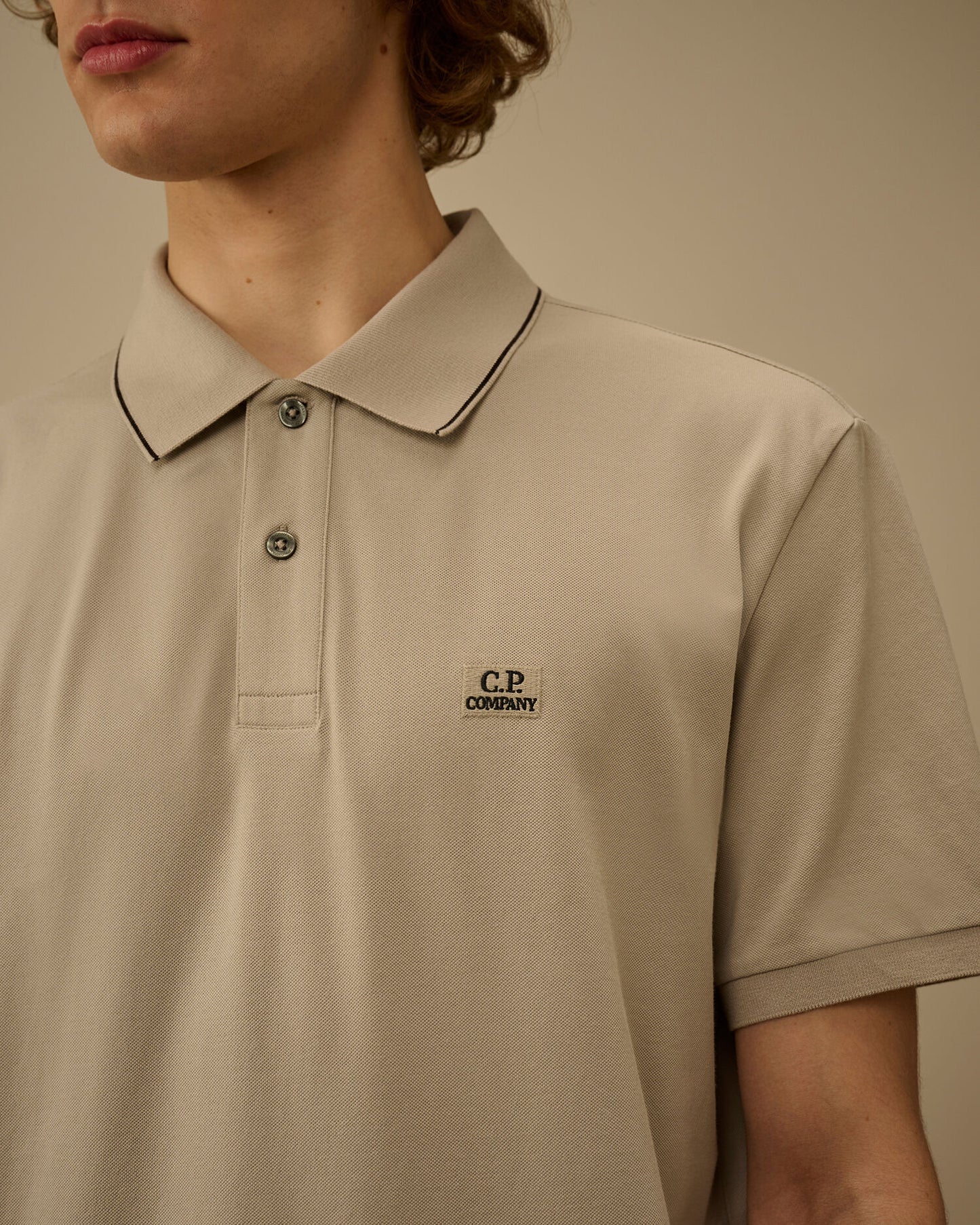 Stretch Piquet Short Sleeve Logo Polo, DOVE - GREY