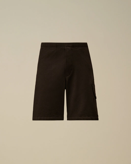 Diagonal Raised Fleece Cargo Sweatshorts, BLACK
