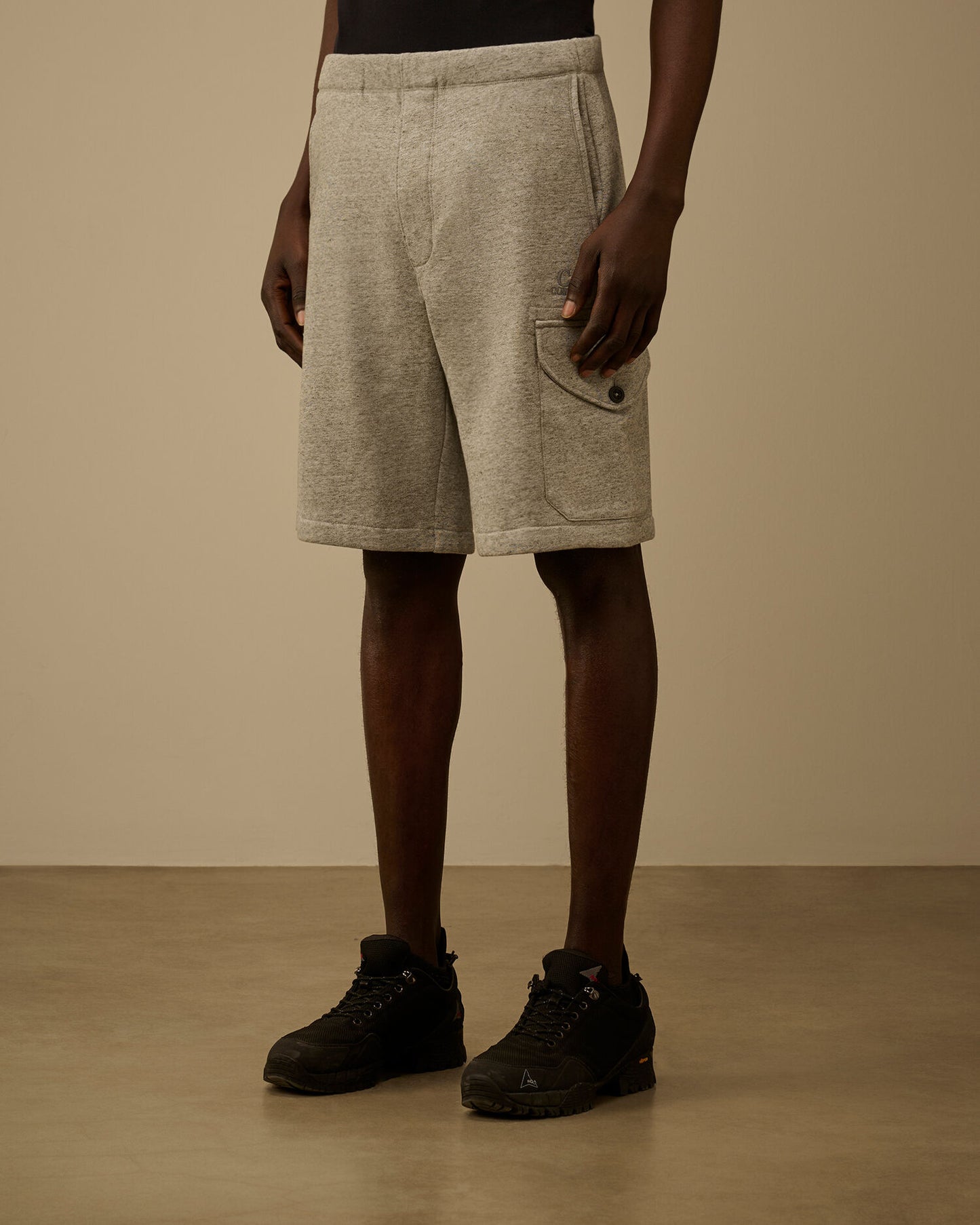 Diagonal Raised Fleece Cargo Sweatshorts, GREYSTONE MELANGE