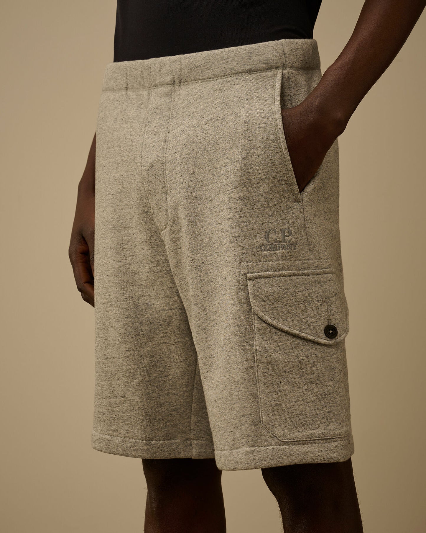 Diagonal Raised Fleece Cargo Sweatshorts, GREYSTONE MELANGE