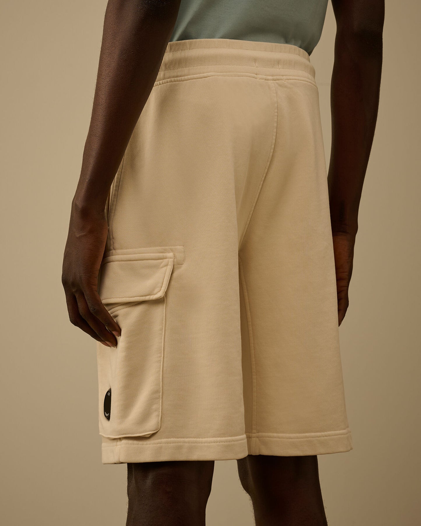 Cotton Diagonal Fleece Cargo Sweatshorts, FROZEN DEW - WHITE