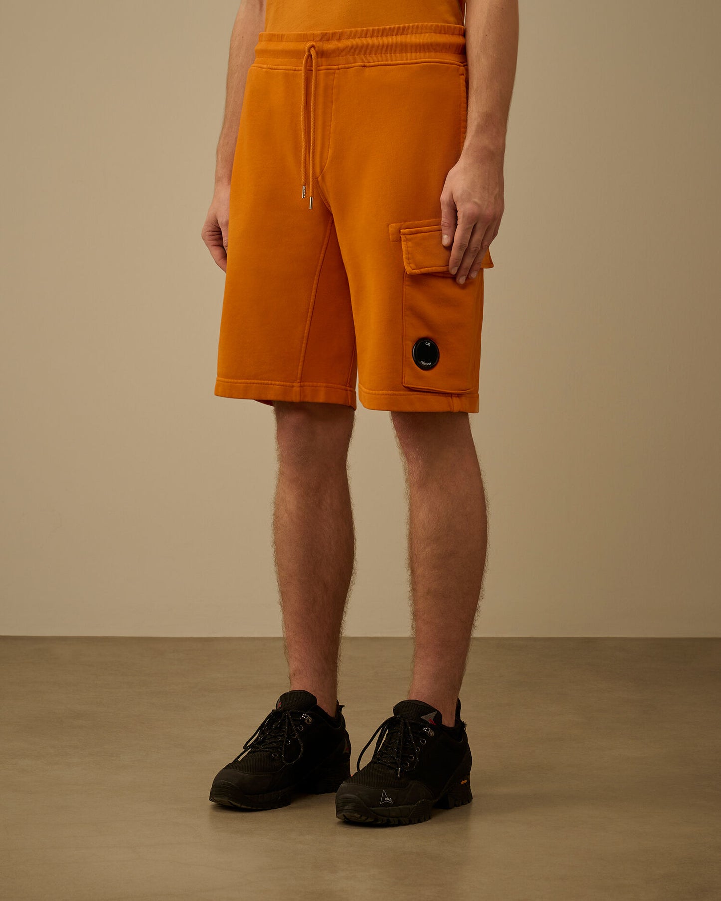 Cotton Diagonal Fleece Cargo Sweatshorts, DESERT SUN - ORANGE