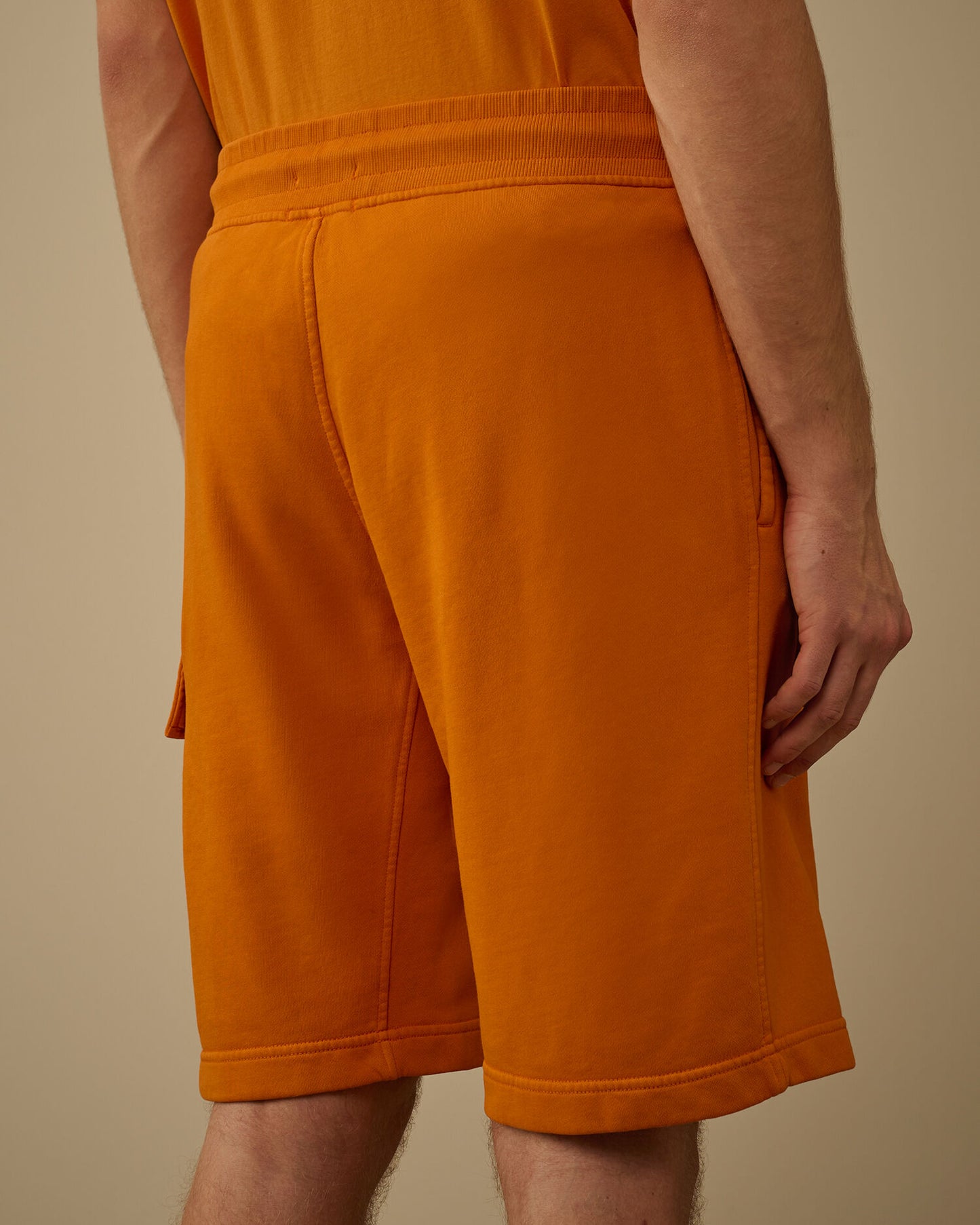Cotton Diagonal Fleece Cargo Sweatshorts, DESERT SUN - ORANGE