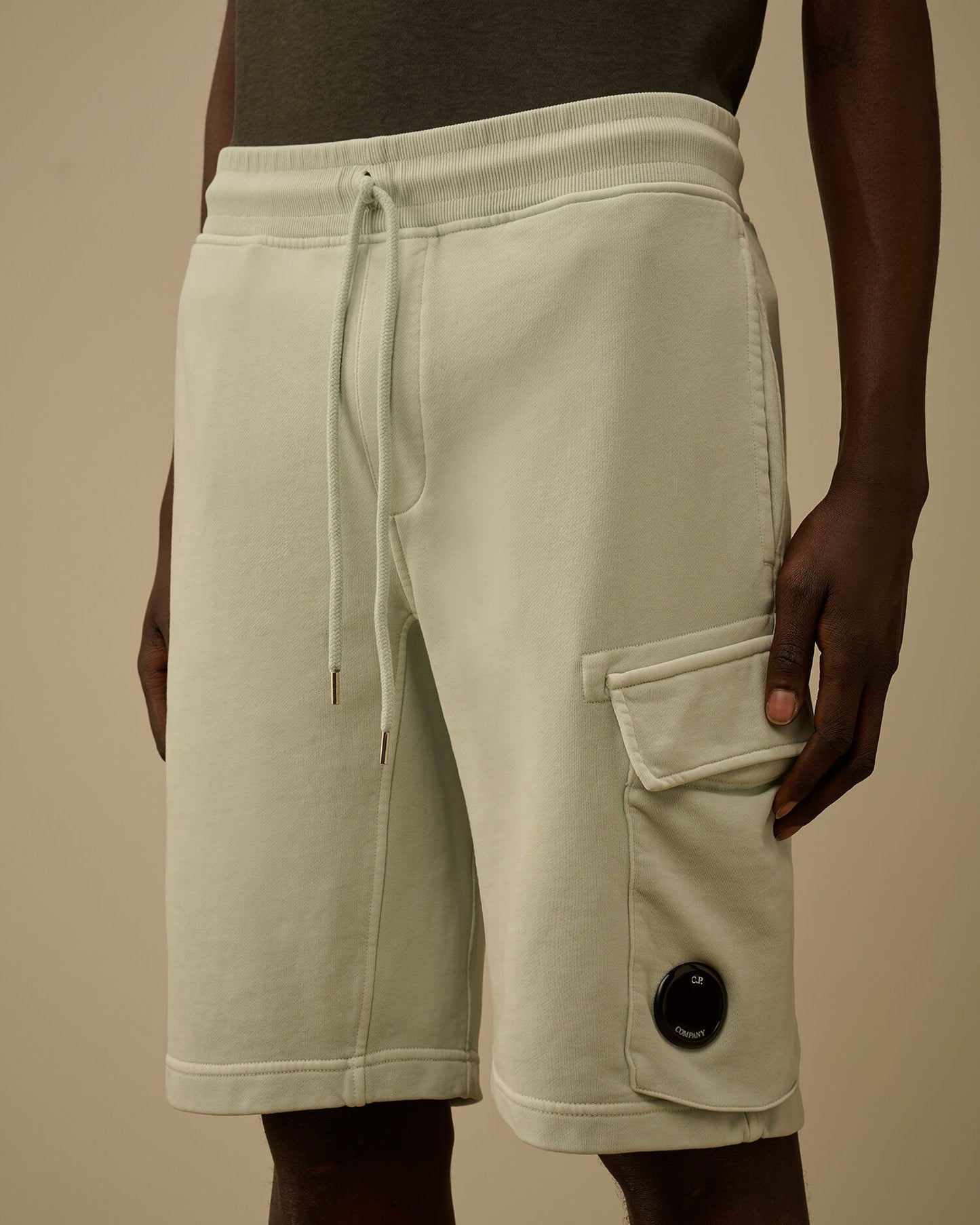 Cotton Diagonal Fleece Cargo Sweatshorts, MISTY BLUE