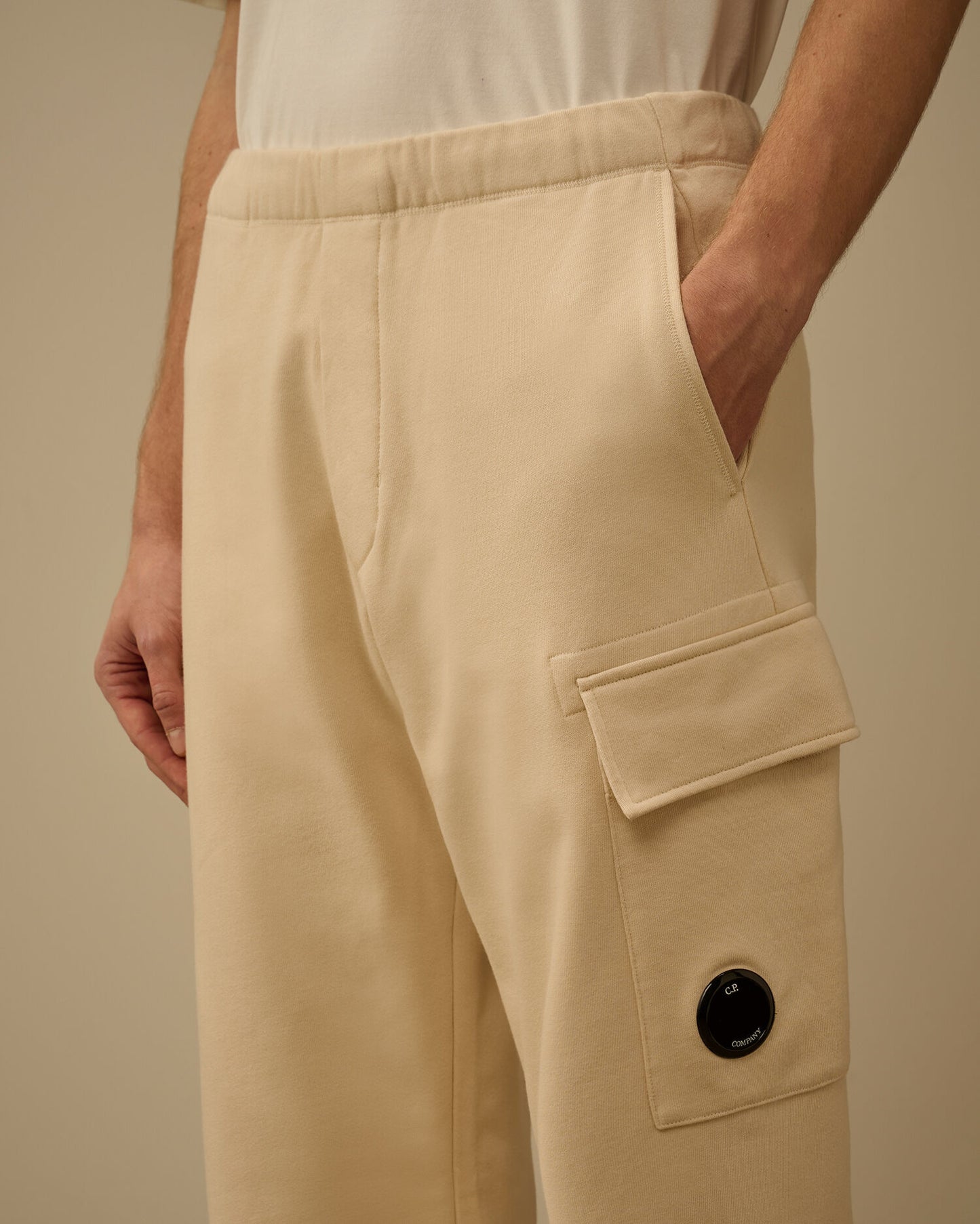 Diagonal Raised Fleece Cargo Sweatpants, FROZEN DEW - WHITE