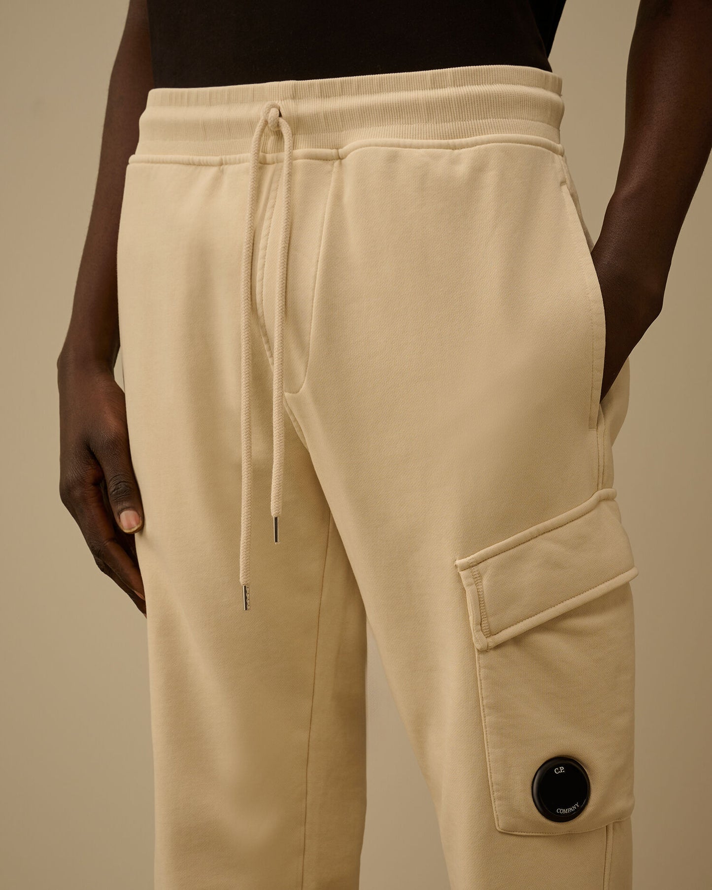 Cotton Diagonal Fleece Cargo Lens Sweatpants, FROZEN DEW - WHITE