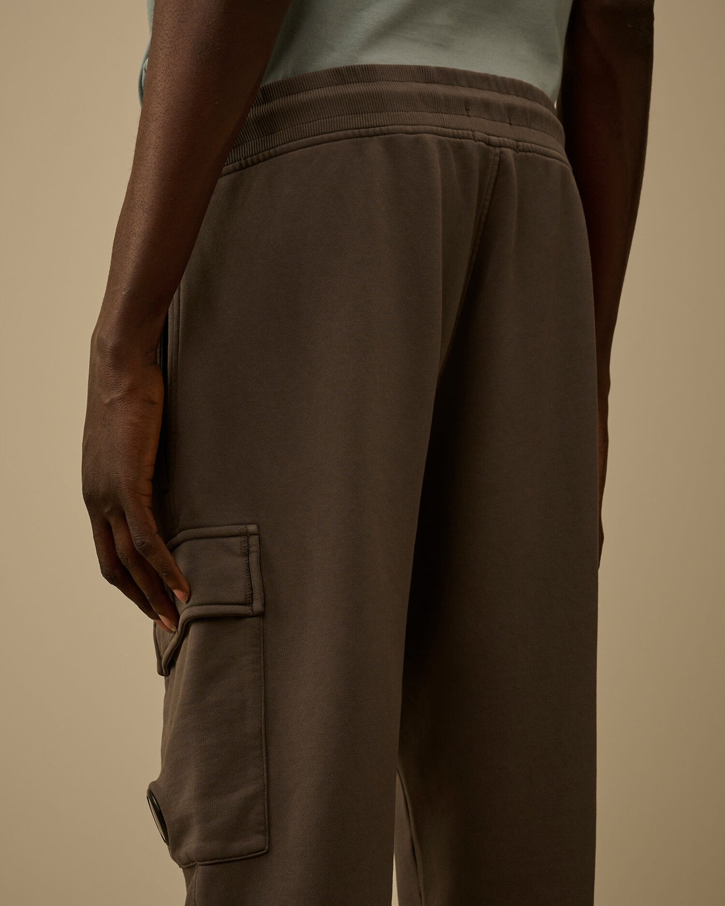 Cotton Diagonal Fleece Cargo Lens Sweatpants, GUNMETAL - GREY