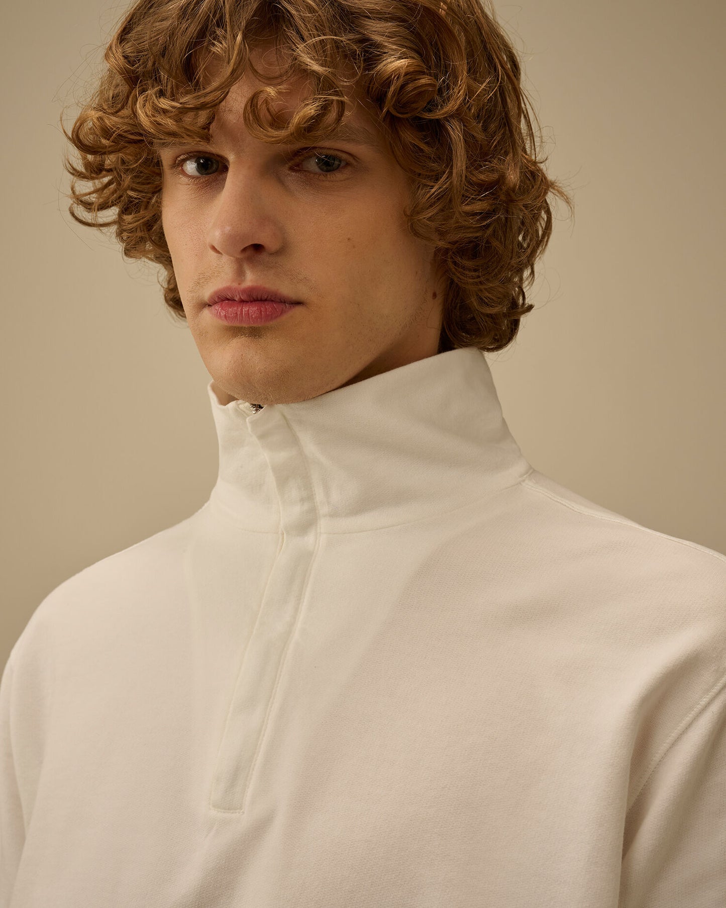 Light Fleece Half Zip Lens Sweatshirt, GAUZE WHITE
