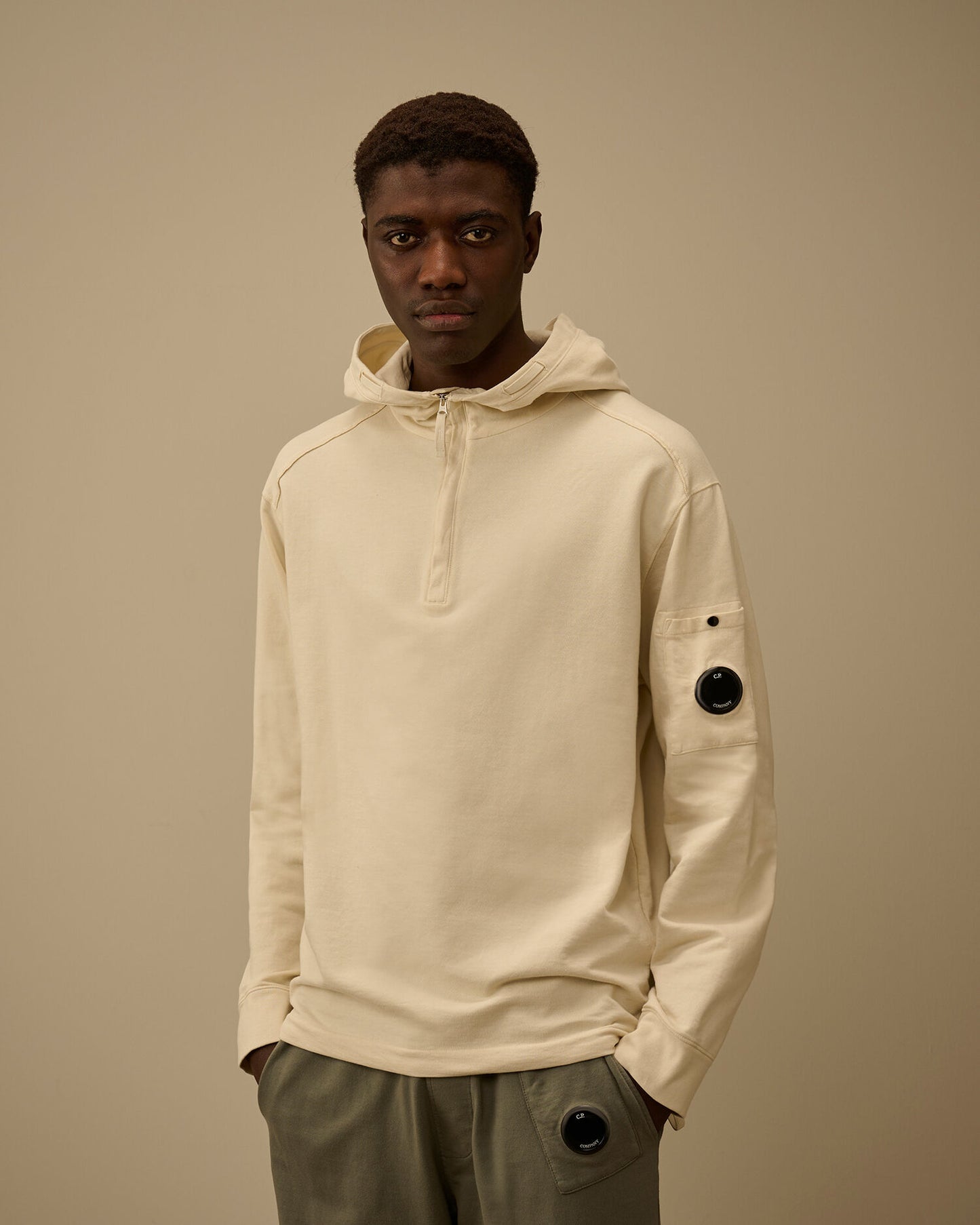 Light Fleece Half Zip Lens Sweatshirt, FROZEN DEW - WHITE