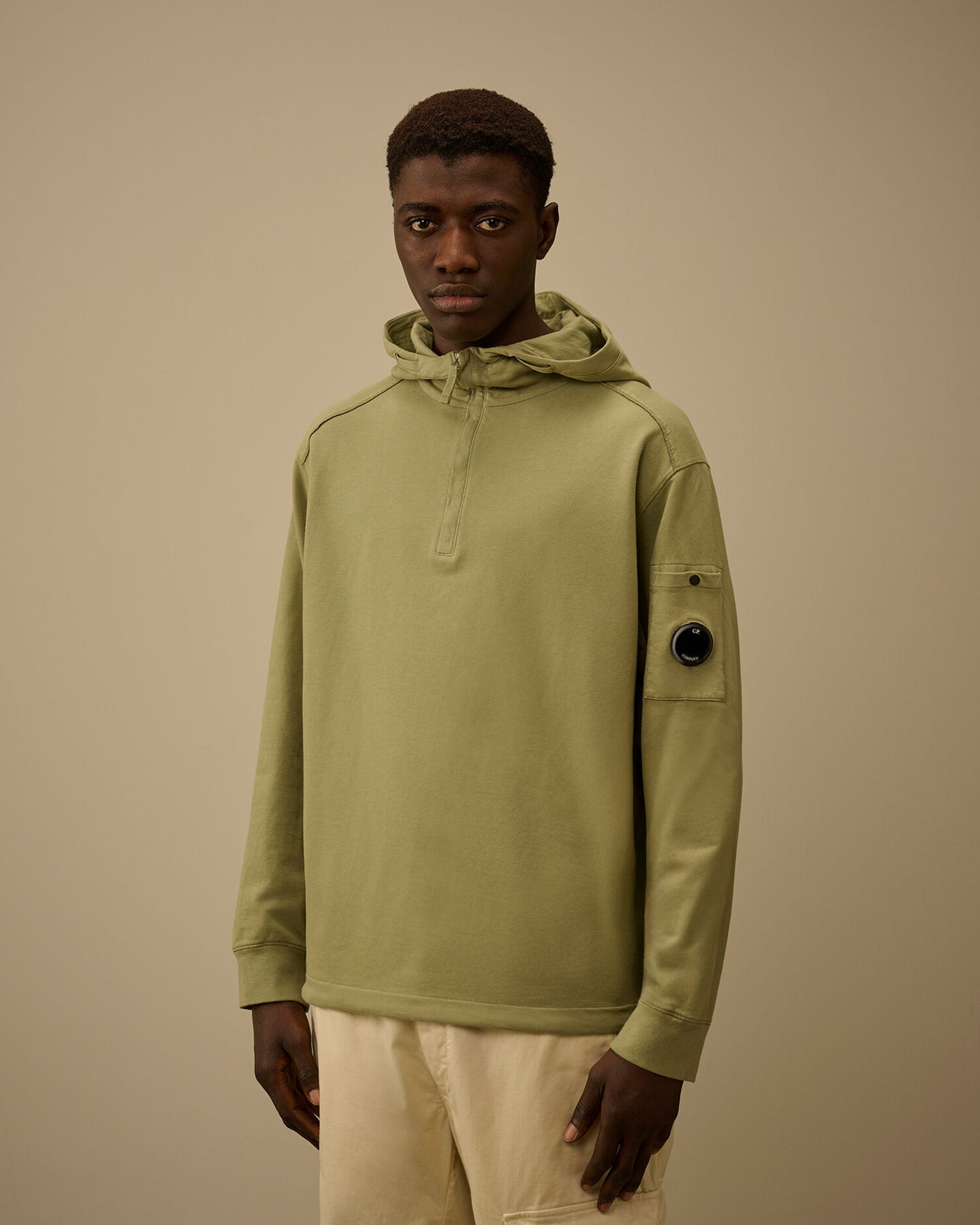 Light Fleece Half Zip Lens Sweatshirt, MOSS GRAY - GREEN