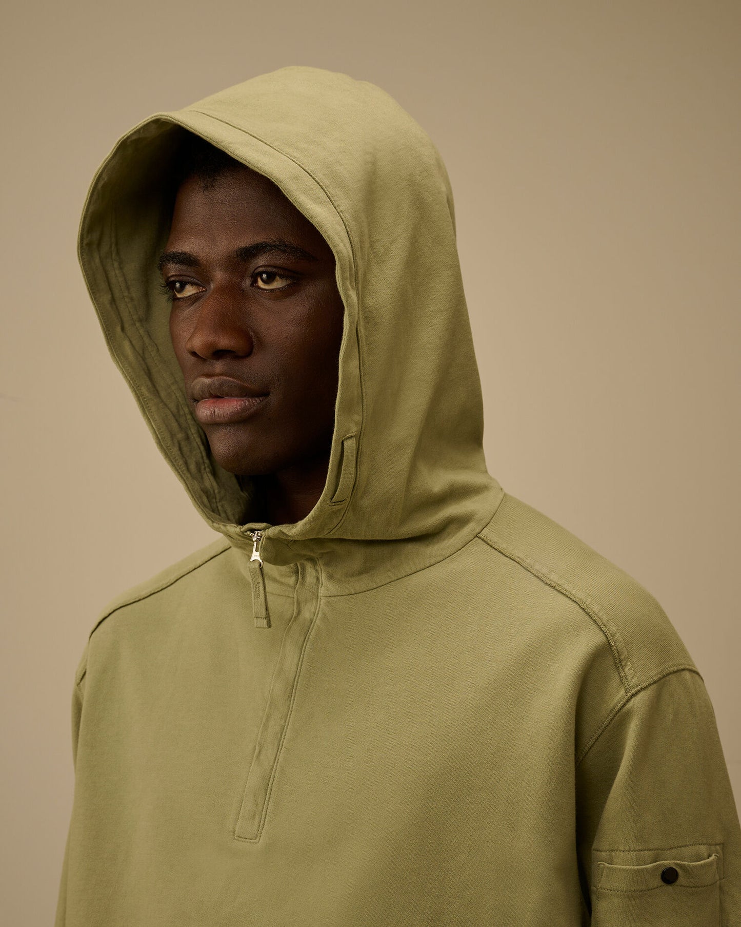 Light Fleece Half Zip Lens Sweatshirt, MOSS GRAY - GREEN