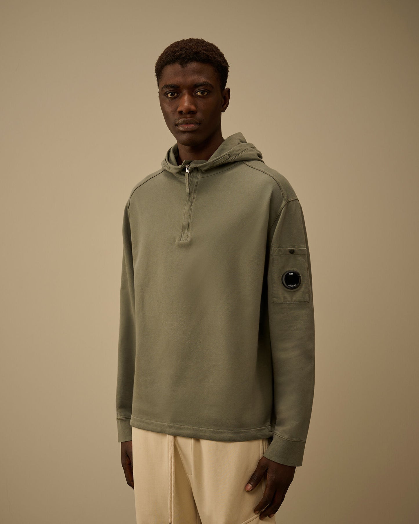 Light Fleece Half Zip Lens Sweatshirt, GUNMETAL - GREY