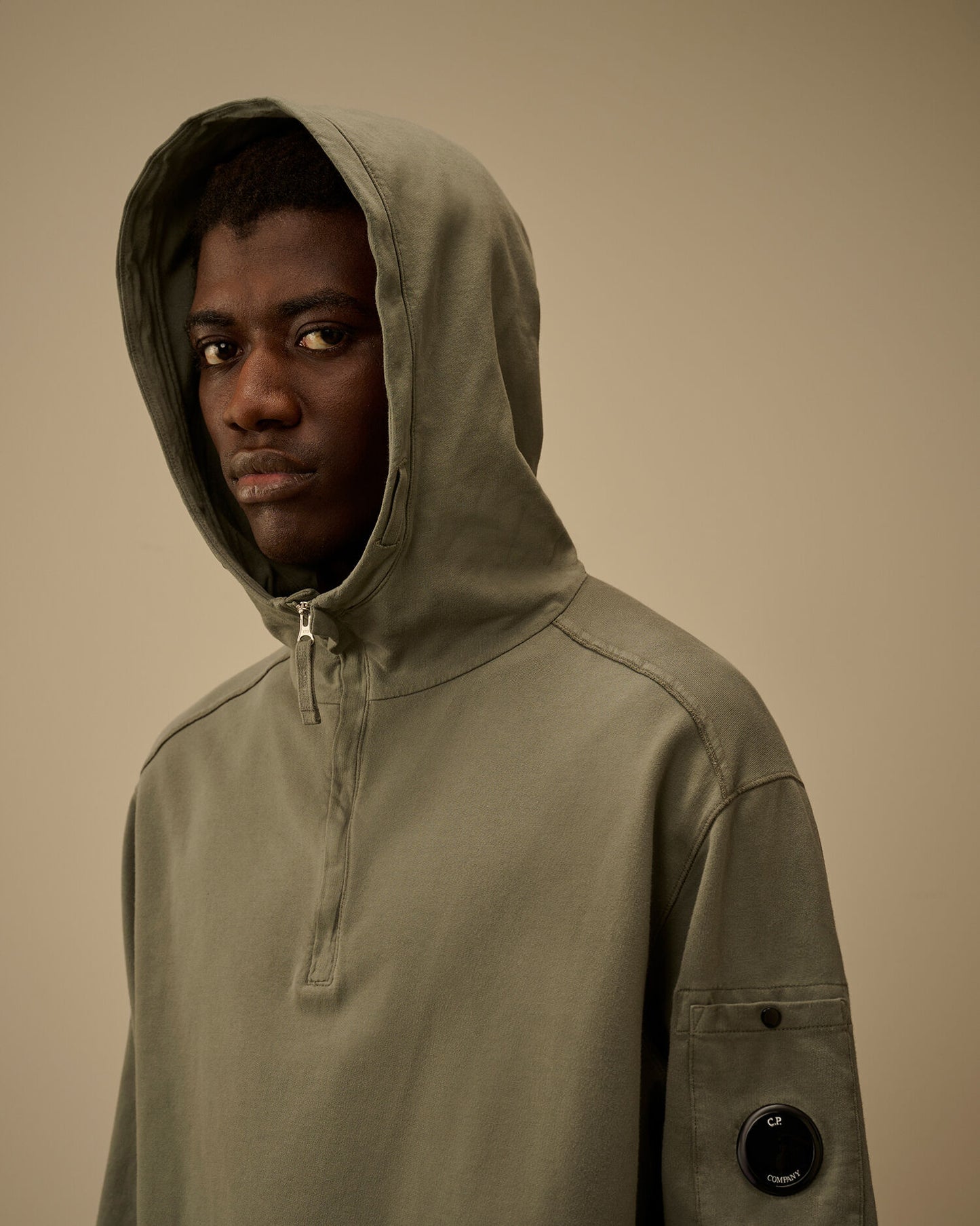 Light Fleece Half Zip Lens Sweatshirt, GUNMETAL - GREY