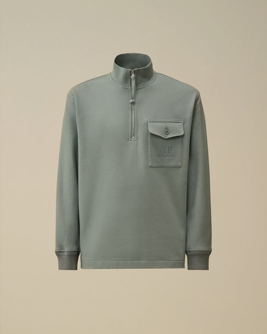 Diagonal Raised Fleece Half Zip Sweatshirt, SILVER BLUE