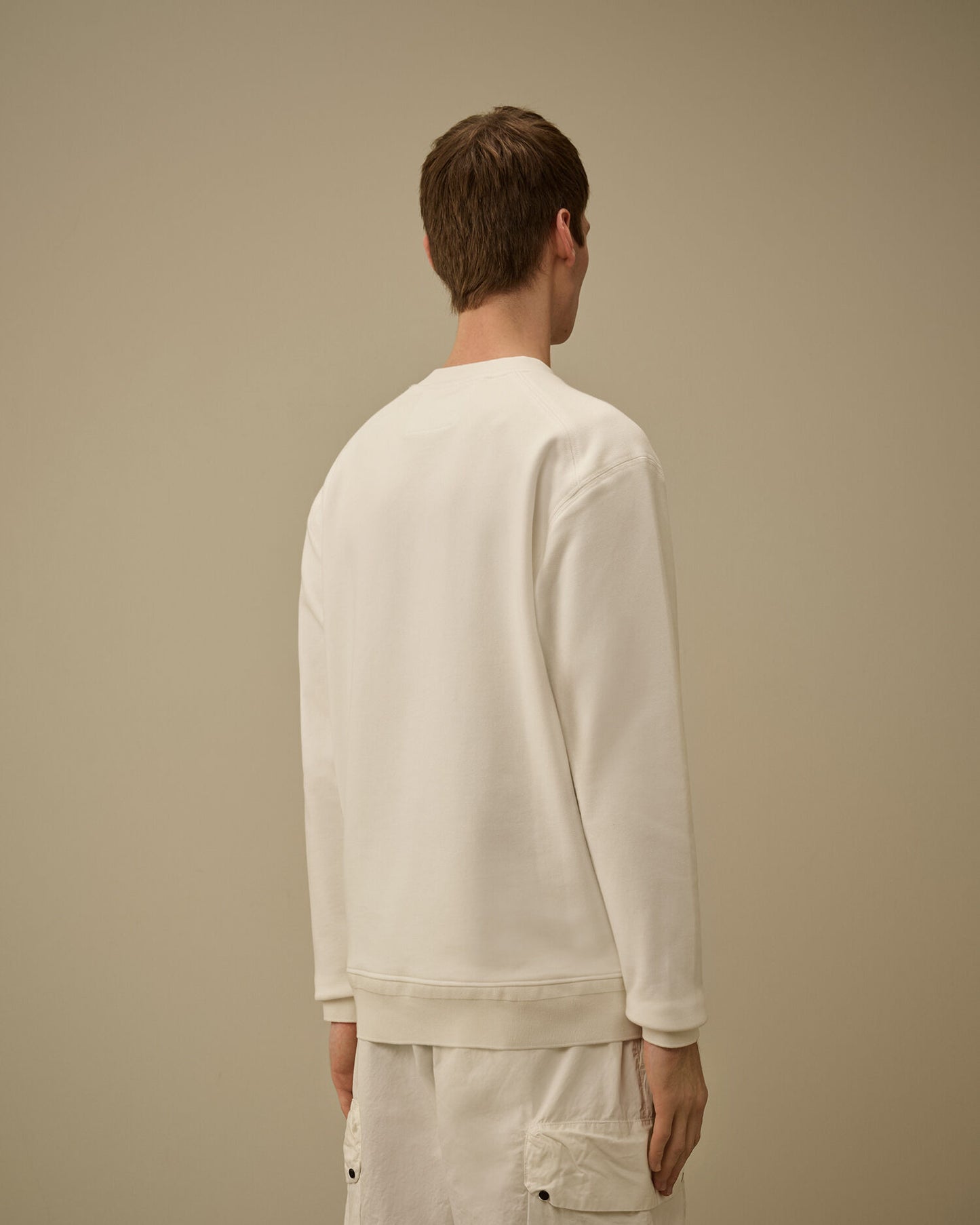 Diagonal Raised Fleece Crewneck Sweatshirt, GAUZE WHITE