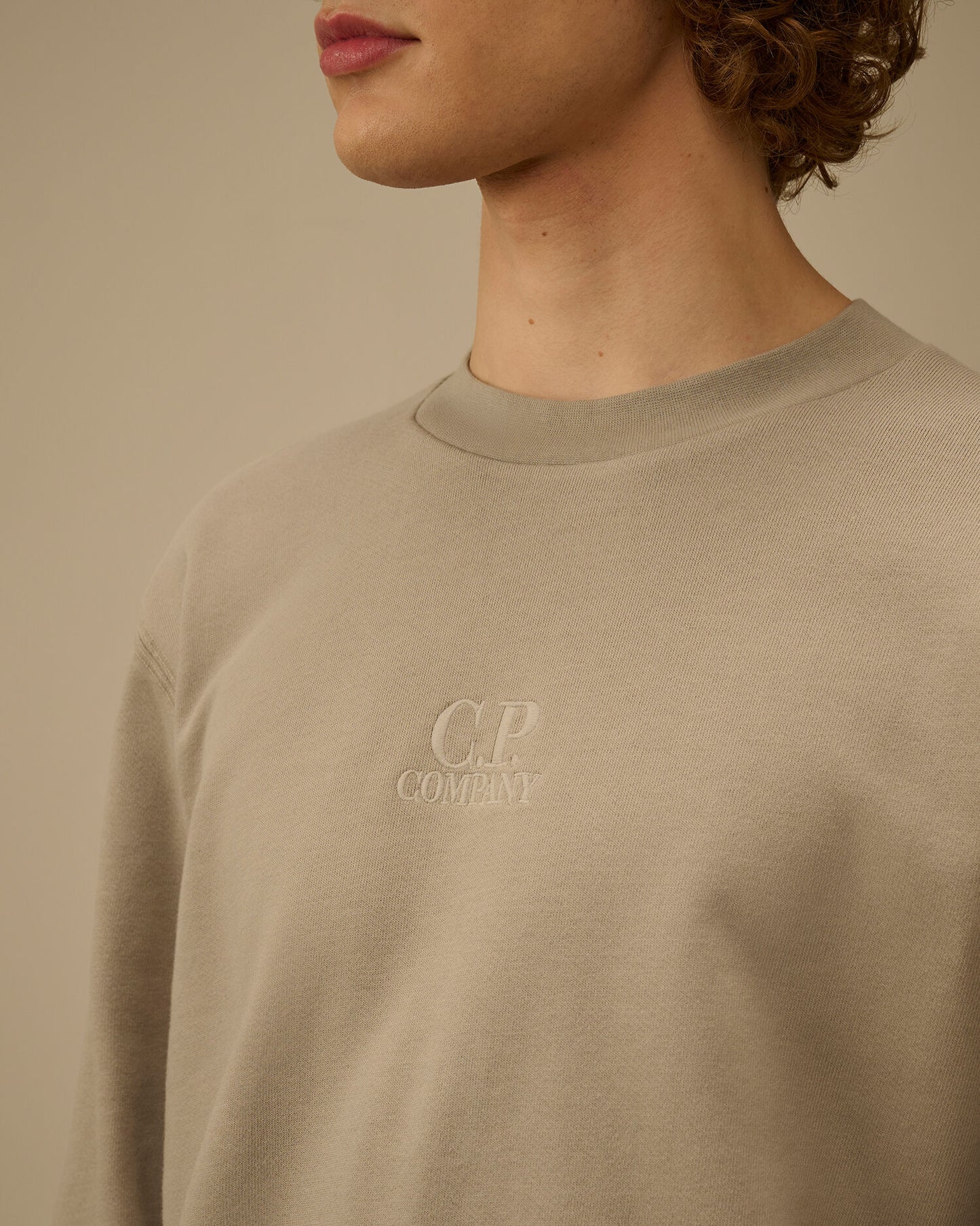 Diagonal Raised Fleece Crewneck Sweatshirt, DOVE - GREY