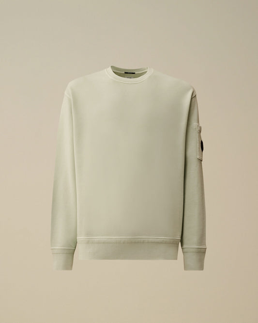Cotton Diagonal Fleece Resist Dyed Crewneck Lens Sweatshirt, MISTY BLUE