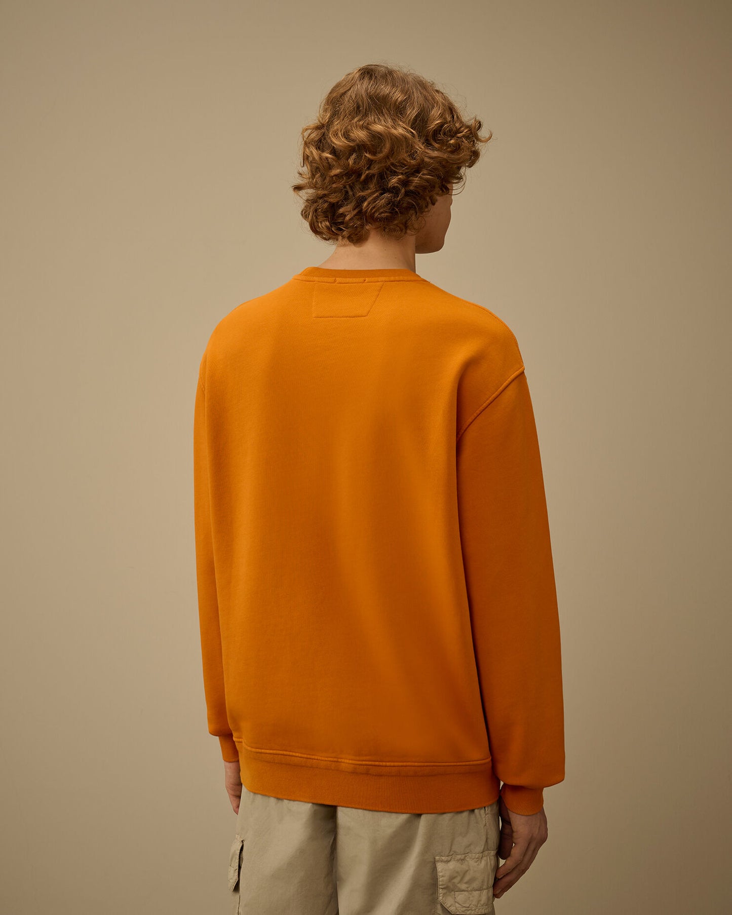 Cotton Diagonal Fleece Resist Dyed Crewneck Logo Sweatshirt, DESERT SUN - ORANGE