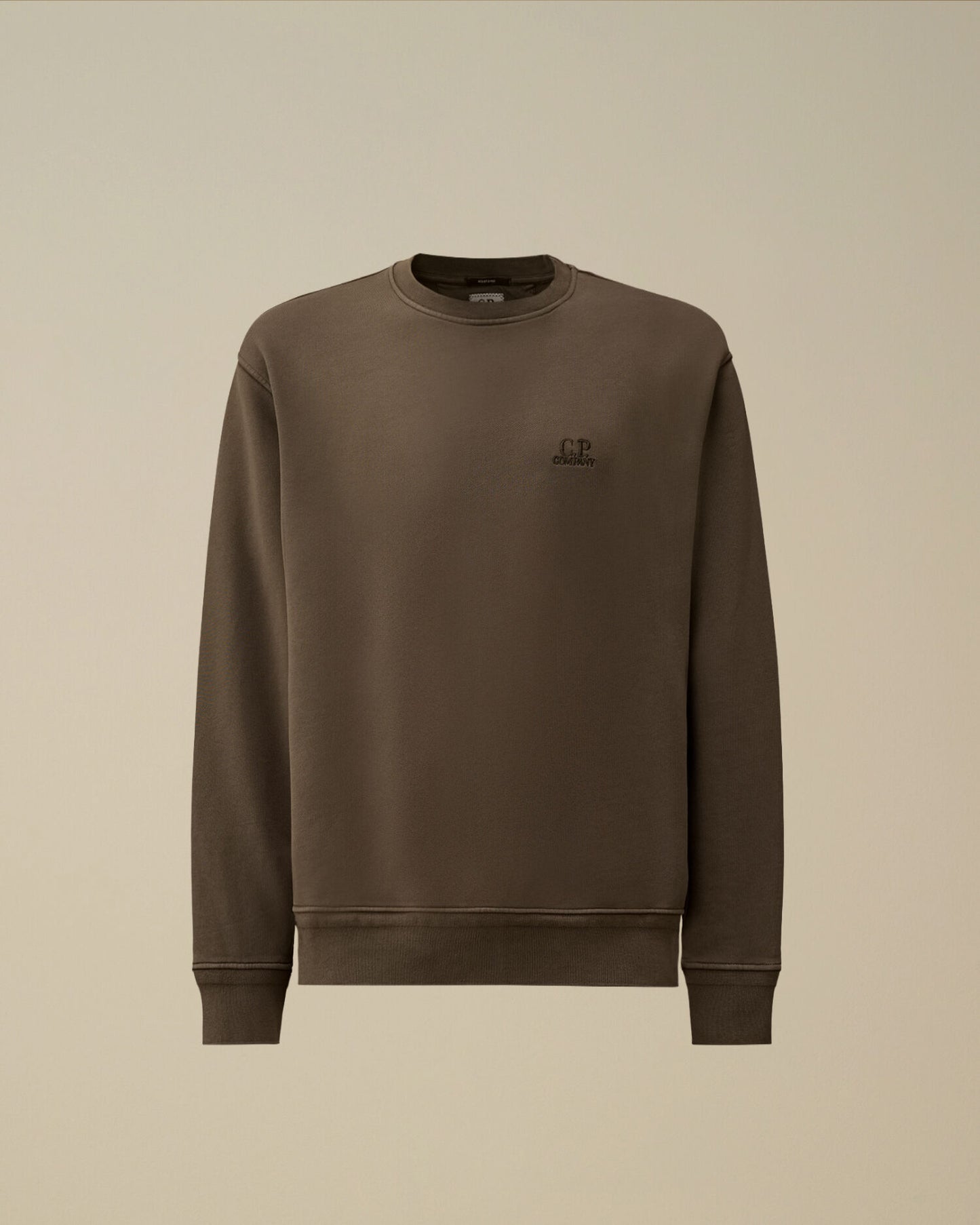 Cotton Diagonal Fleece Resist Dyed Crewneck Logo Sweatshirt, GUNMETAL - GREY