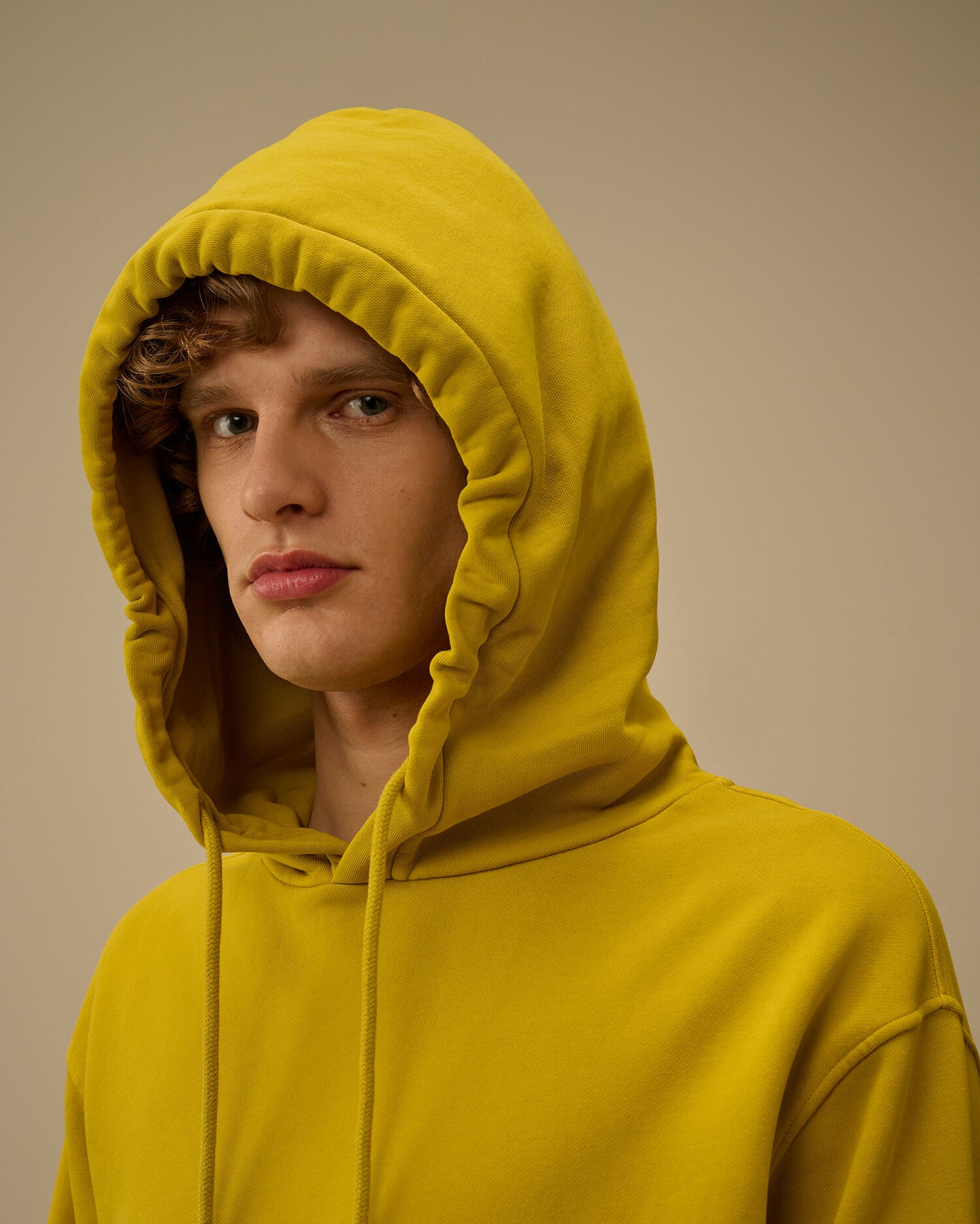 Cotton Diagonal Fleece Hooded Lens Sweatshirt, ANTIQUE MOSS -YELLOW