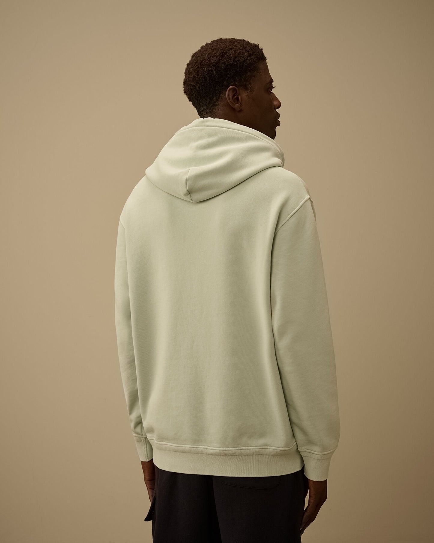 Cotton Diagonal Fleece Hooded Lens Sweatshirt, MISTY BLUE