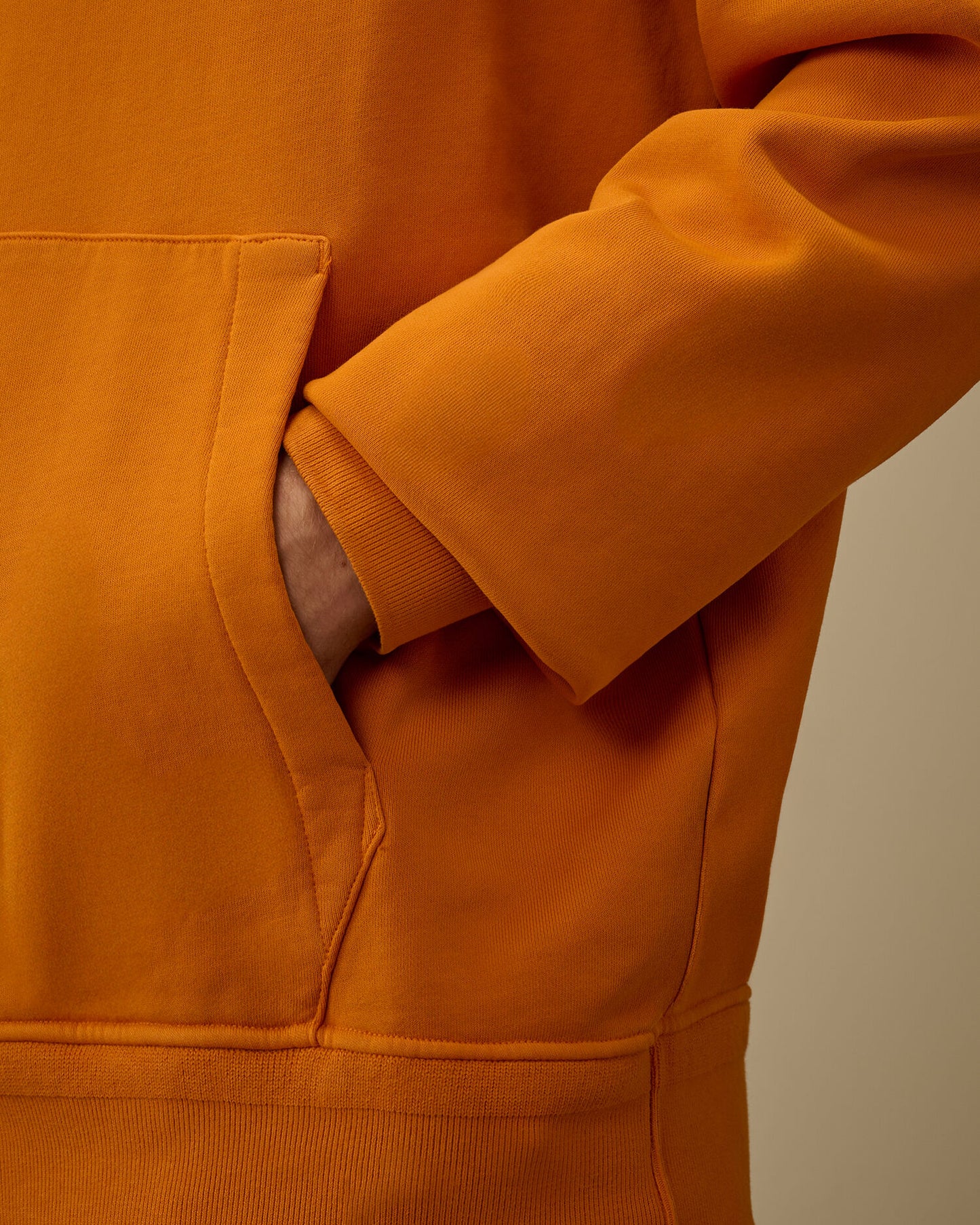 Cotton Diagonal Fleece Hooded Sweatshirt, DESERT SUN - ORANGE