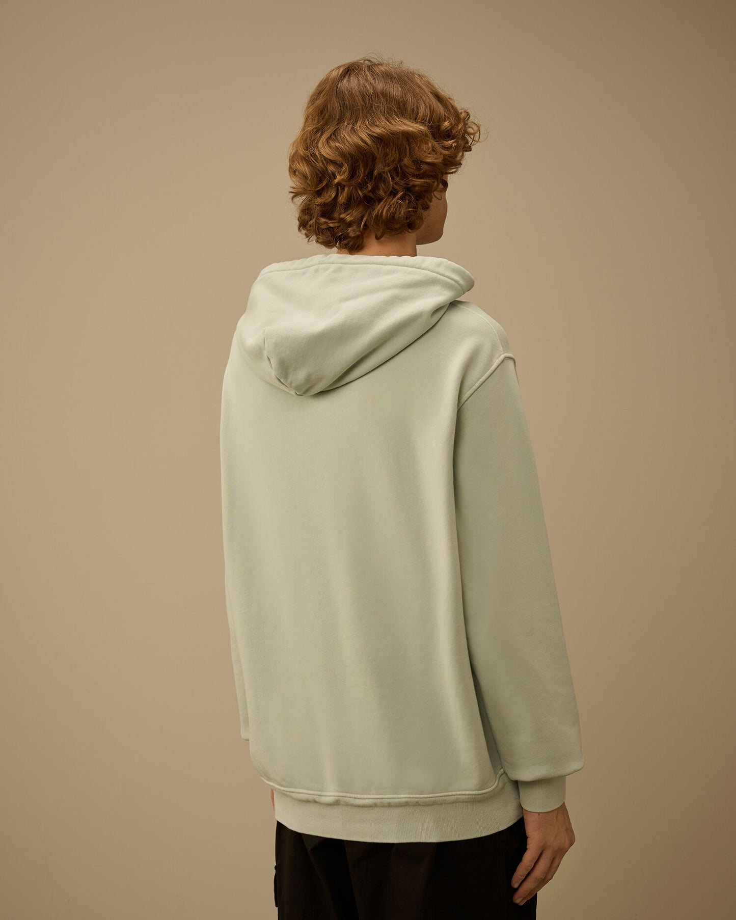 Cotton Diagonal Fleece Hooded Sweatshirt, MISTY BLUE